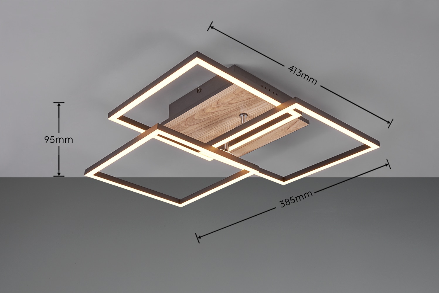 REALITY Leuchten LED Deckenleuchte »MOBILE, LED Deckenlampe 2700-6000K 3200 Lumen inkl Fernbedienung CCT«, 1 flammig, Leuchtmittel LED-Board | LED fest integriert, dimmbar Nachtlicht schwenkbare LED Elemente schwarz + Holz-Optik
