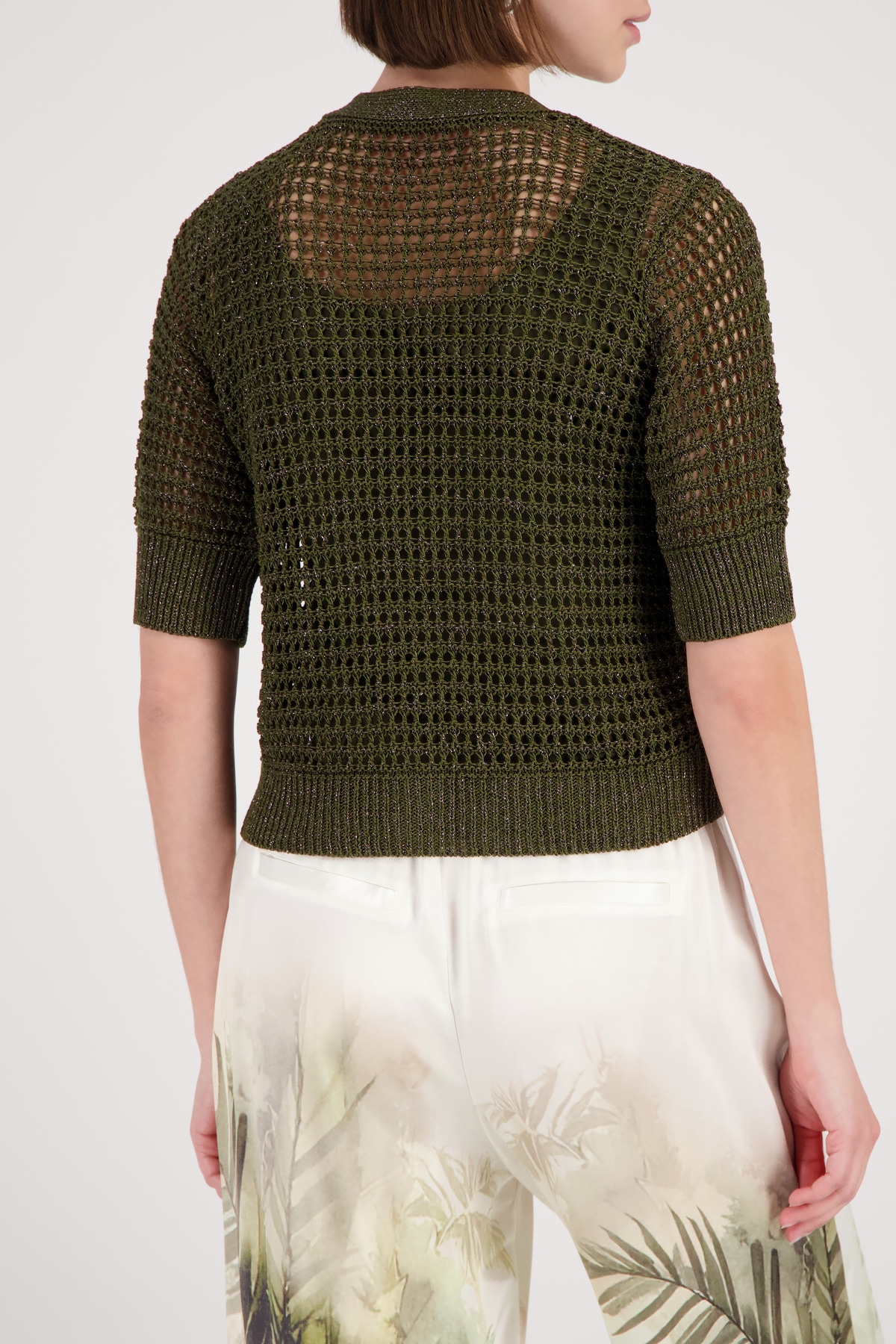 Monari Strickjacke »Jacke Strick Glanzbändchen« Regular fit mit V-Ausschnitt