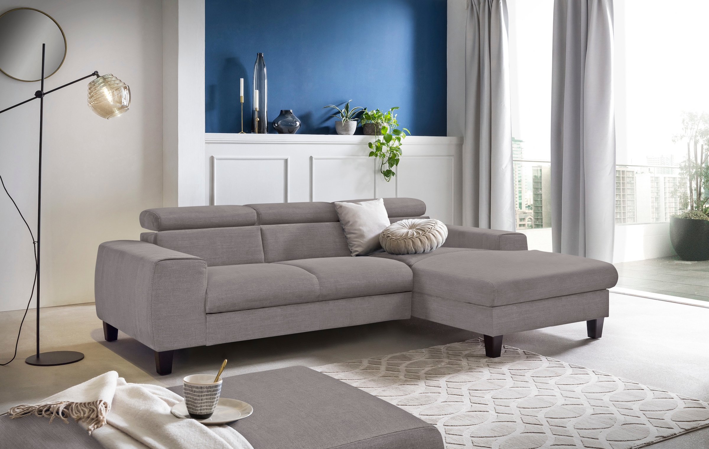 COTTA Ecksofa »Morven L-Form mit Kopfteilverstellung« wahlweise mit Bettfunktion, Bettkasten & Wireless-Charger