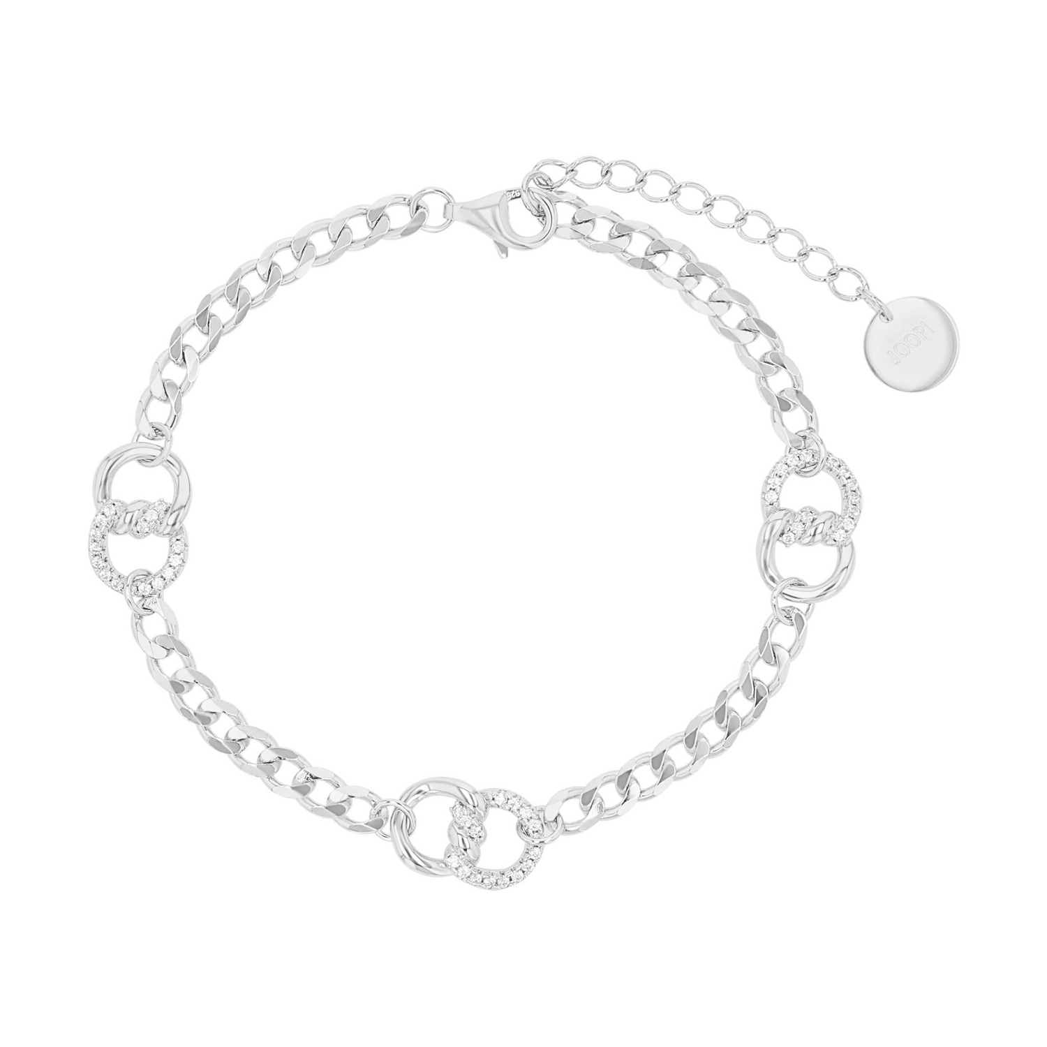 JOOP! Silberarmband »Panzerkettengliederung« mit Zirkonia (synth.)
