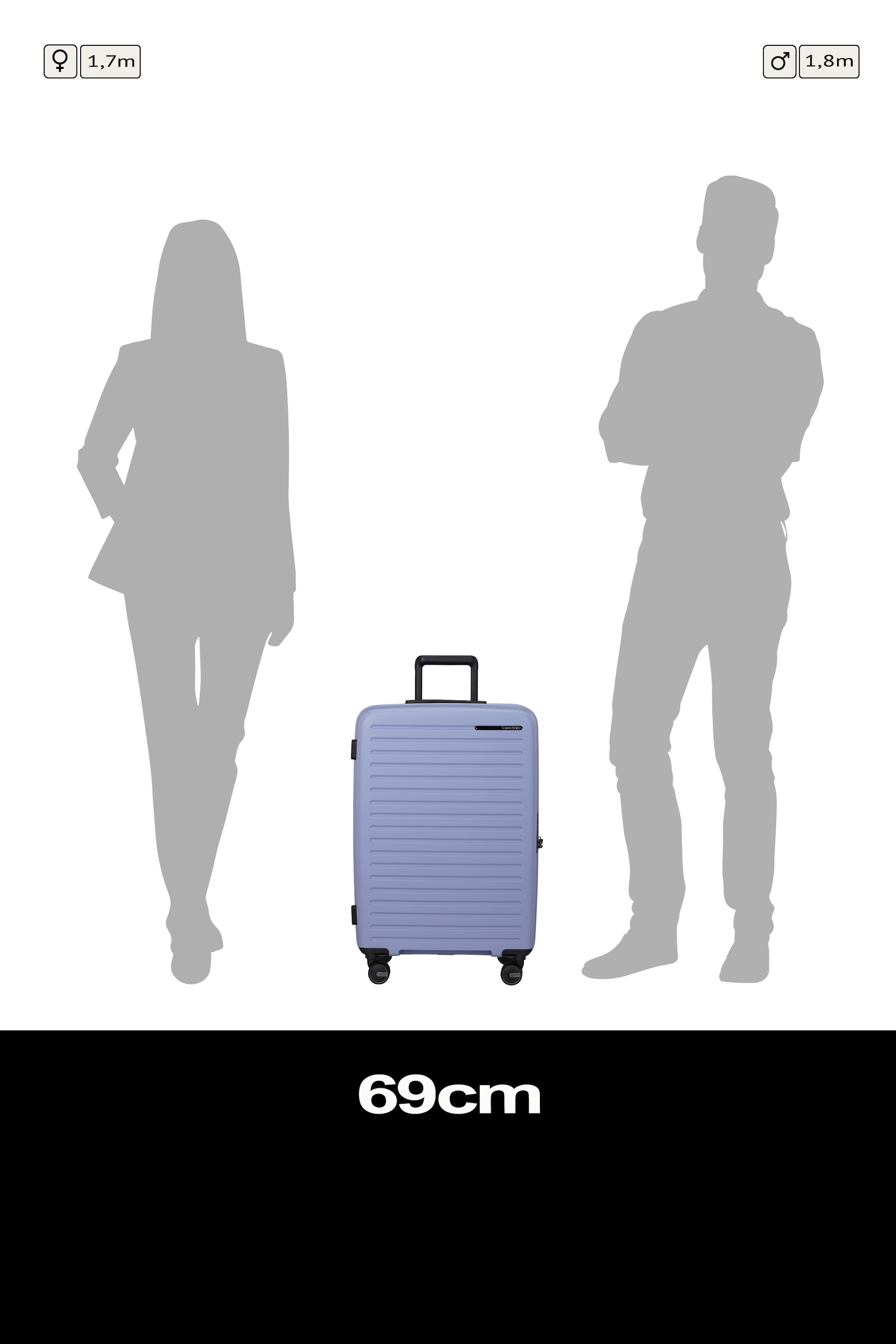 Samsonite Hartschalen-Trolley »RESTACKD« 71 l 4 Rollen mit fester Trennwand und verstellbaren Packgurten