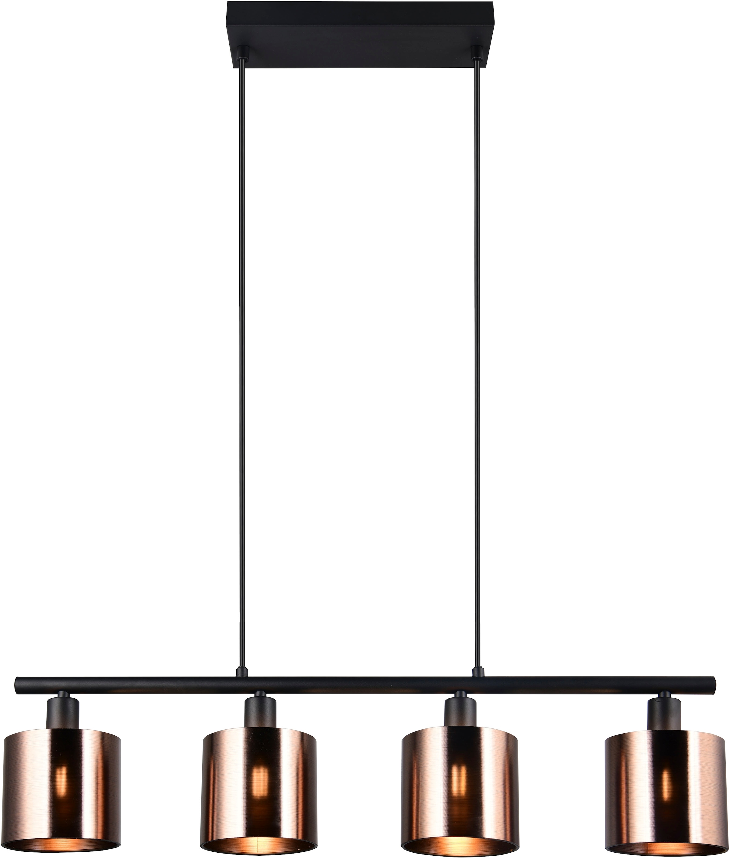 REALITY Leuchten Pendelleuchte »JASON, Hängelampe Esszimmerlampe,  4-flammig, exkl. 4xE14 max 10W« E14 1 Stk. warmweiß - kaltweiß höhenverstellbar max 150cm, mit semi-transparenten Kunststoff-Schirmen