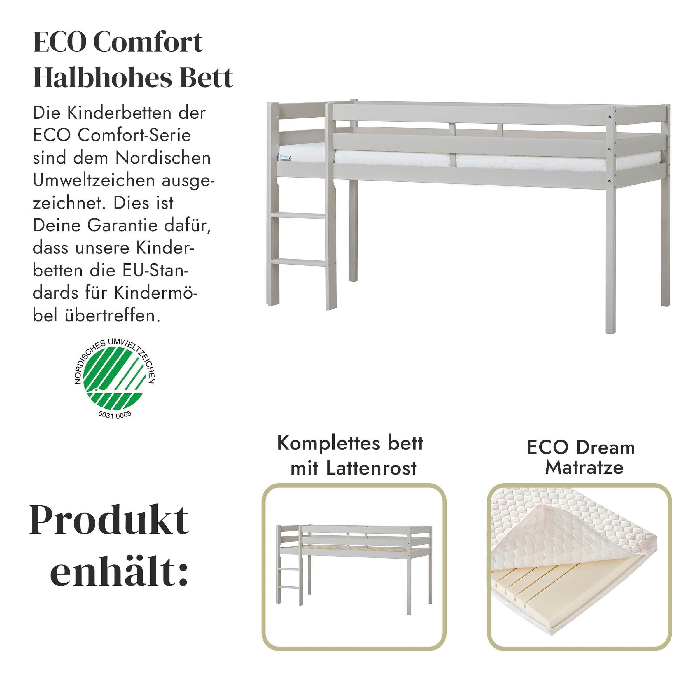 Hoppekids Spielbett »ECO COMFORT, Hochbett, in 2 Einzelbetten teilbar«, Höhe 72cm, Farbe & Größe & Matratze
