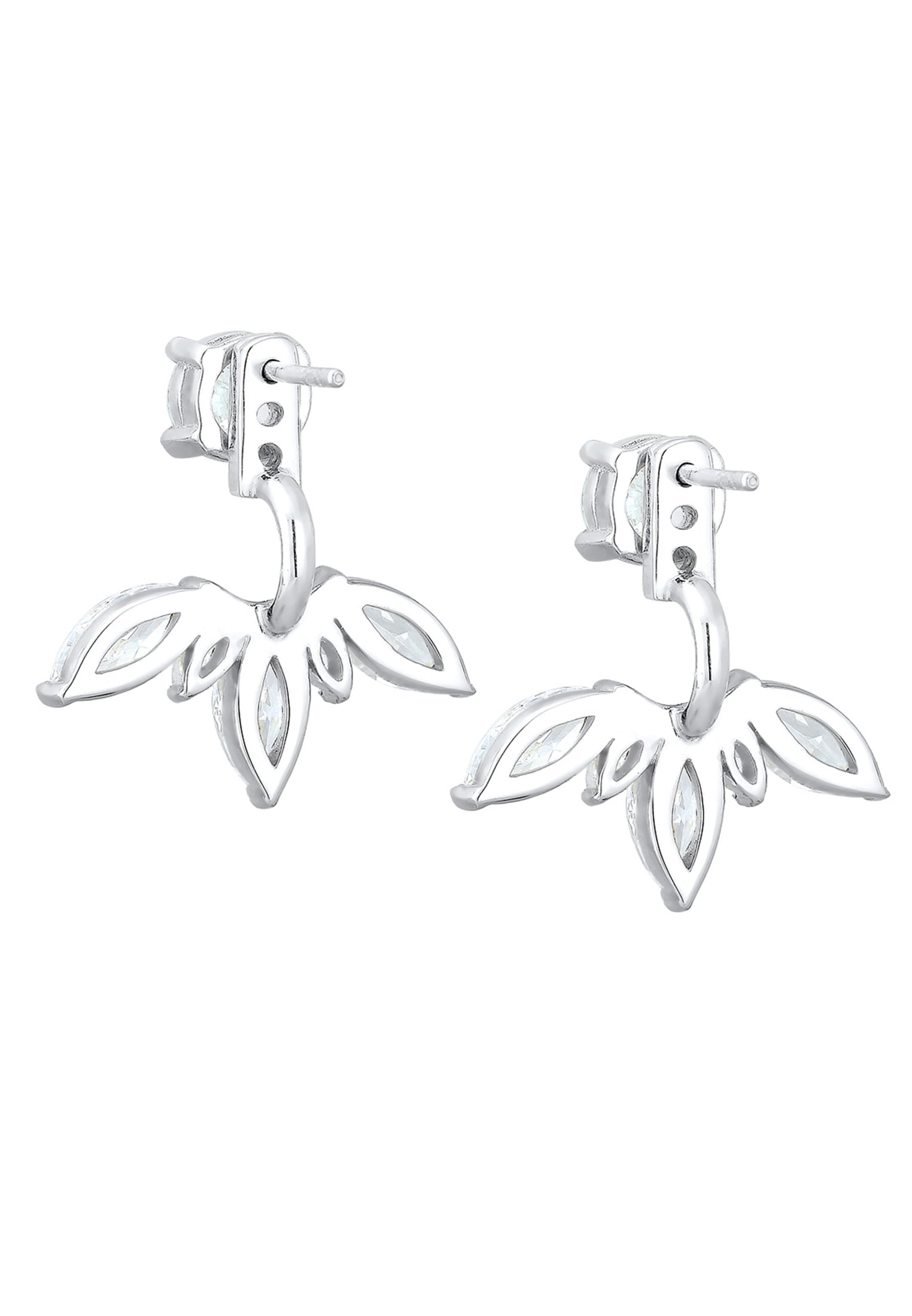 Elli Paar Ohrhänger »Ohrringe Floral Ear Jackets Zirkonia Weiß 925 Sterling Silber«