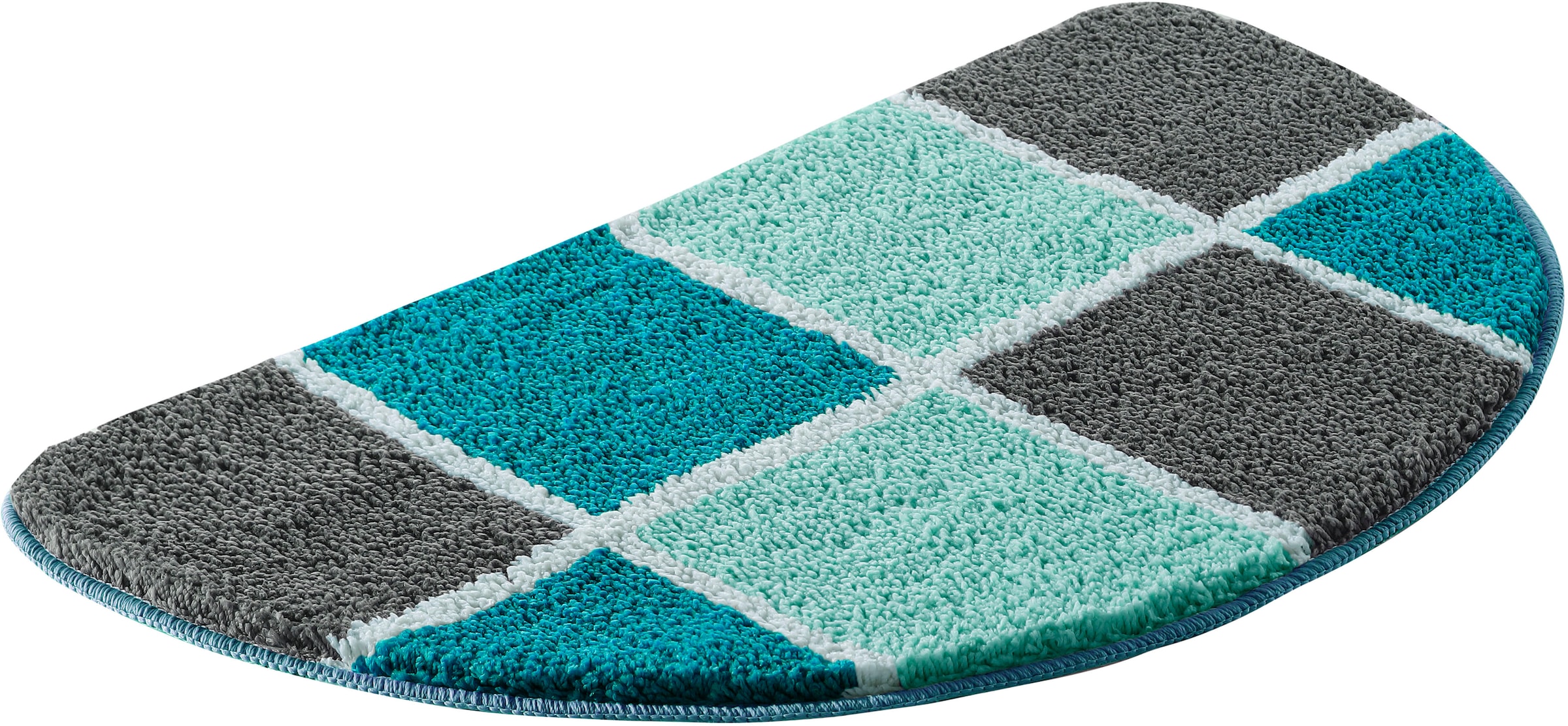my home Badematte »Anna mit Kachelmuster, Badvorleger, Badezimmer Teppich, Duschvorleger«, rutschhemmend beschichtet, strapazierfähig, Badteppich, Hoch-Tief Effekt, Modern, Weich