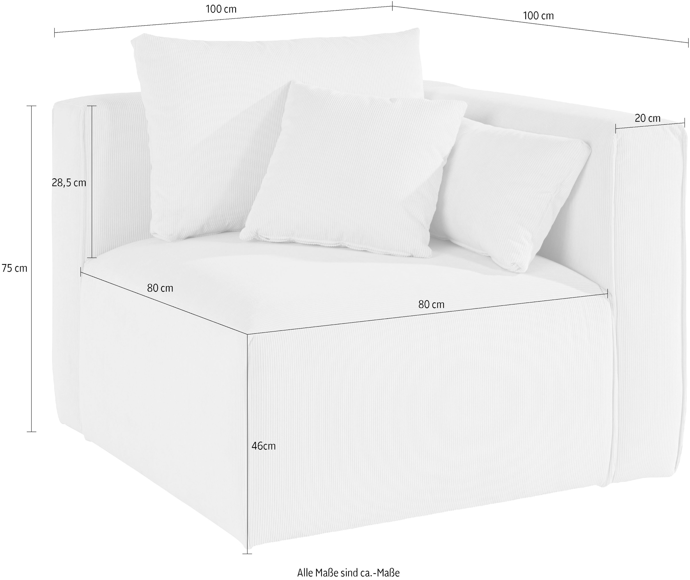 Guido Maria Kretschmer Home&Living Sofa-Eckelement »Comfine«, Modul-Ecke zur indiviuellen Zusammenstellung, in 3 Bezugsvarianten