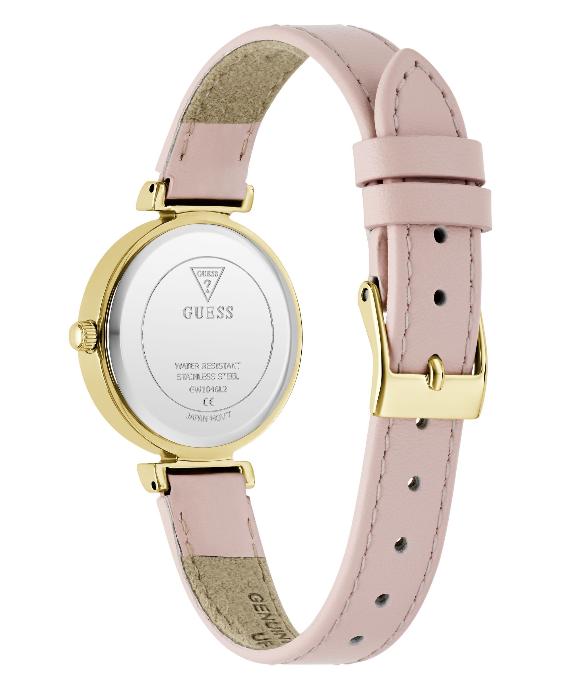 Guess Quarzuhr »ARRAY« Armbanduhr, Damenuhr, Lederarmband, analog
