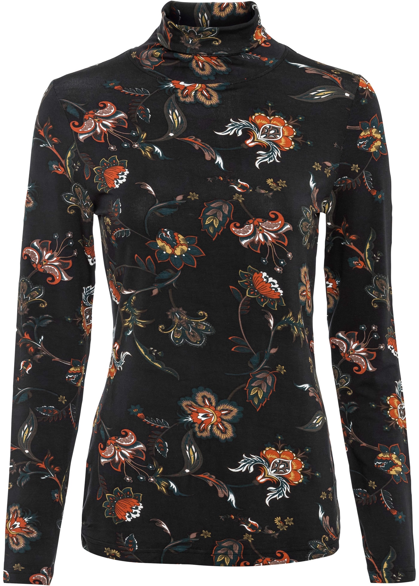 bonprix Langarmshirt Slim fit Passform, mit Rollkragen, aus Viskose und Elasthan