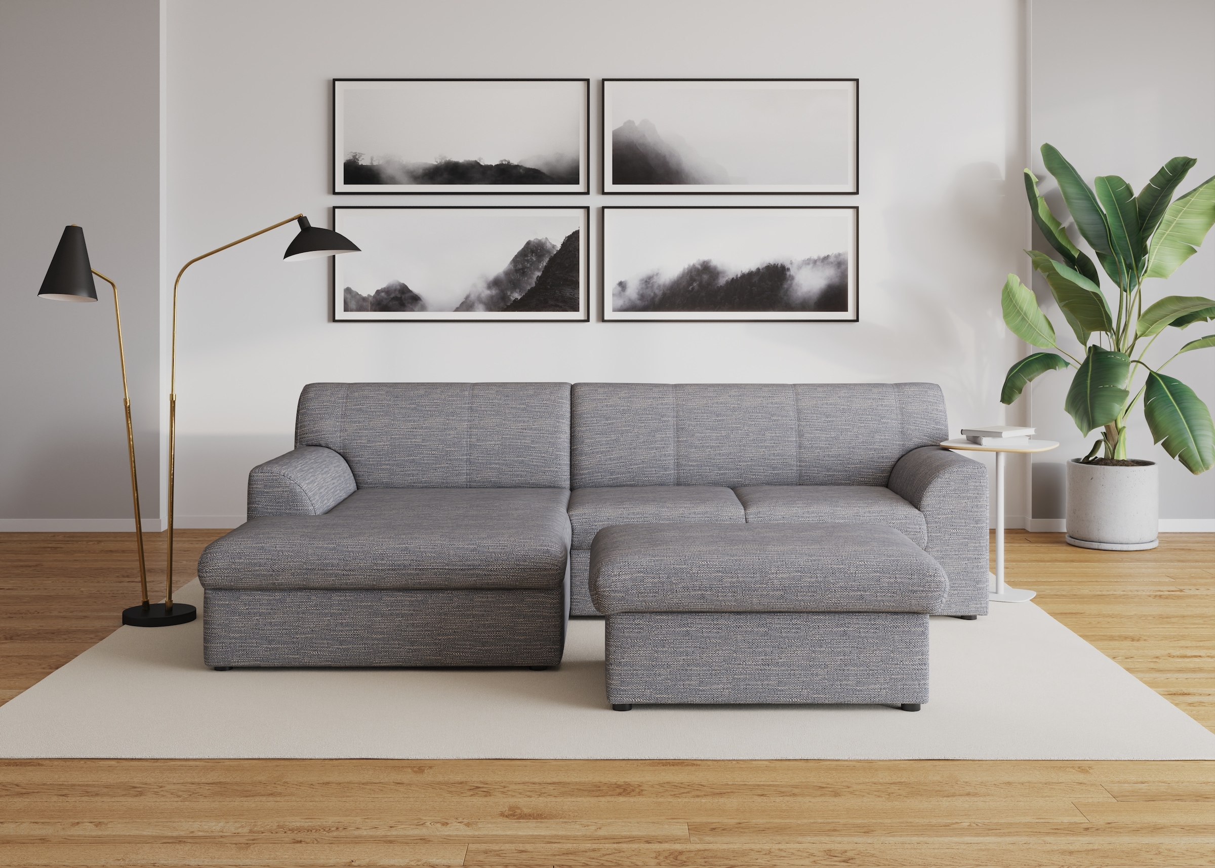 DOMO collection Ecksofa »Topper, elegant und zeitlos, kompaktes Stellmaß 245/155cm, L-Form«, mit Recamiere, wahlweise mit Schlaffunktion