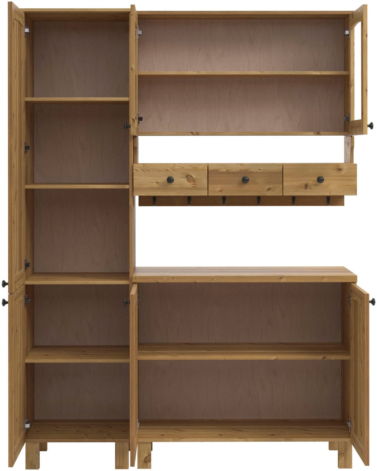 KOCHSTATION Pantryküche »KS-Osby«, Kiefer massiv, Breite 147 cm, ohne E-Geräte