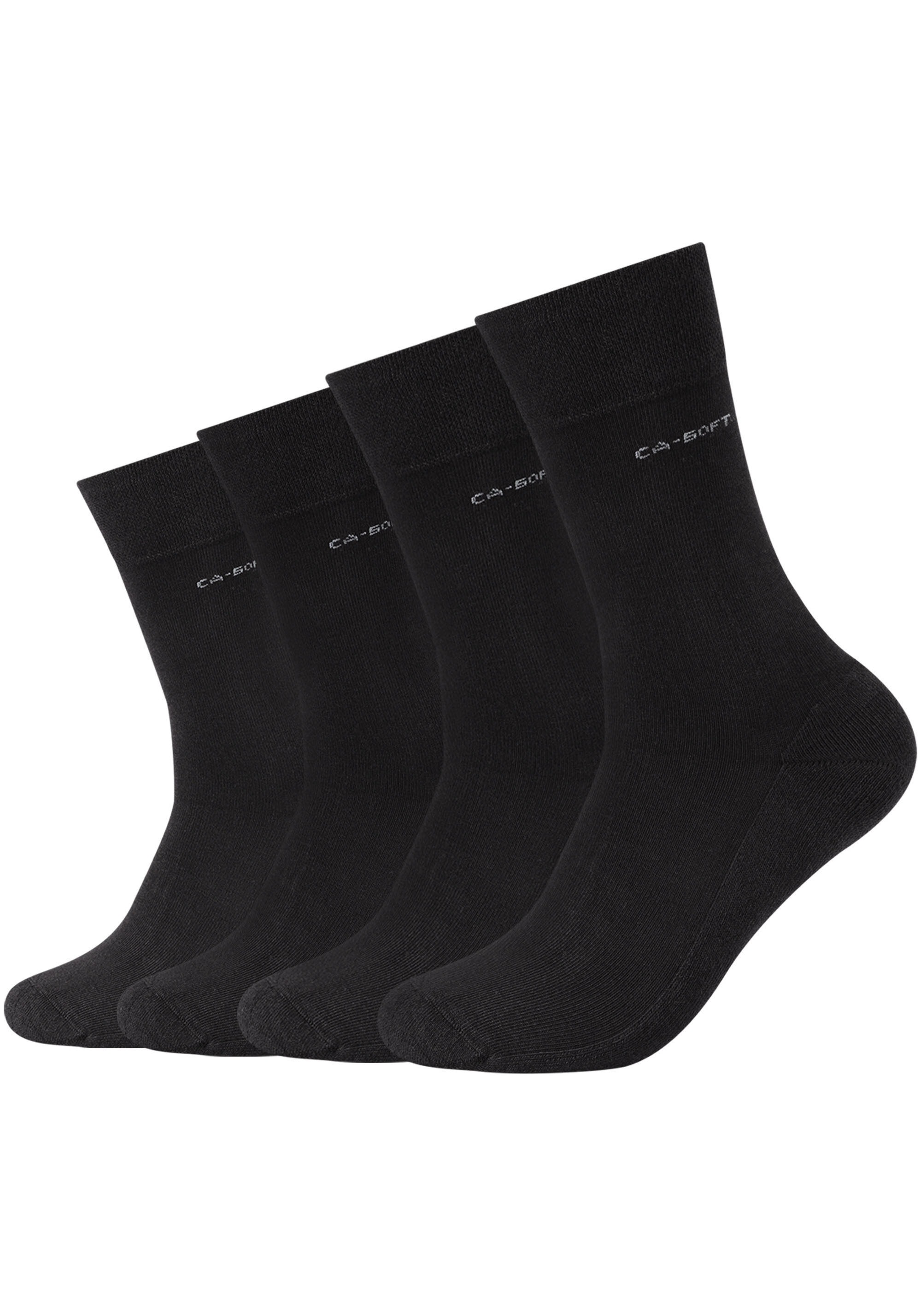 Camano Langsocken »ca-soft« 4 Paar tlg. mit dezentem Logodruck in schwarz, Größe 41-46
