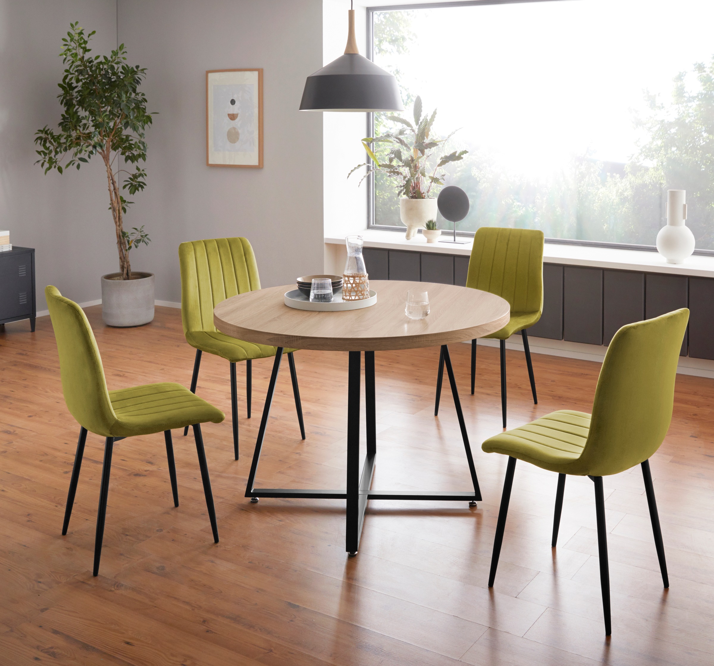 Home affaire Esstisch »Anja, TOPSELLER!«, (Esstisch, Küchentisch), Durchmesser 110 cm, Skandi Design, Metallgestell