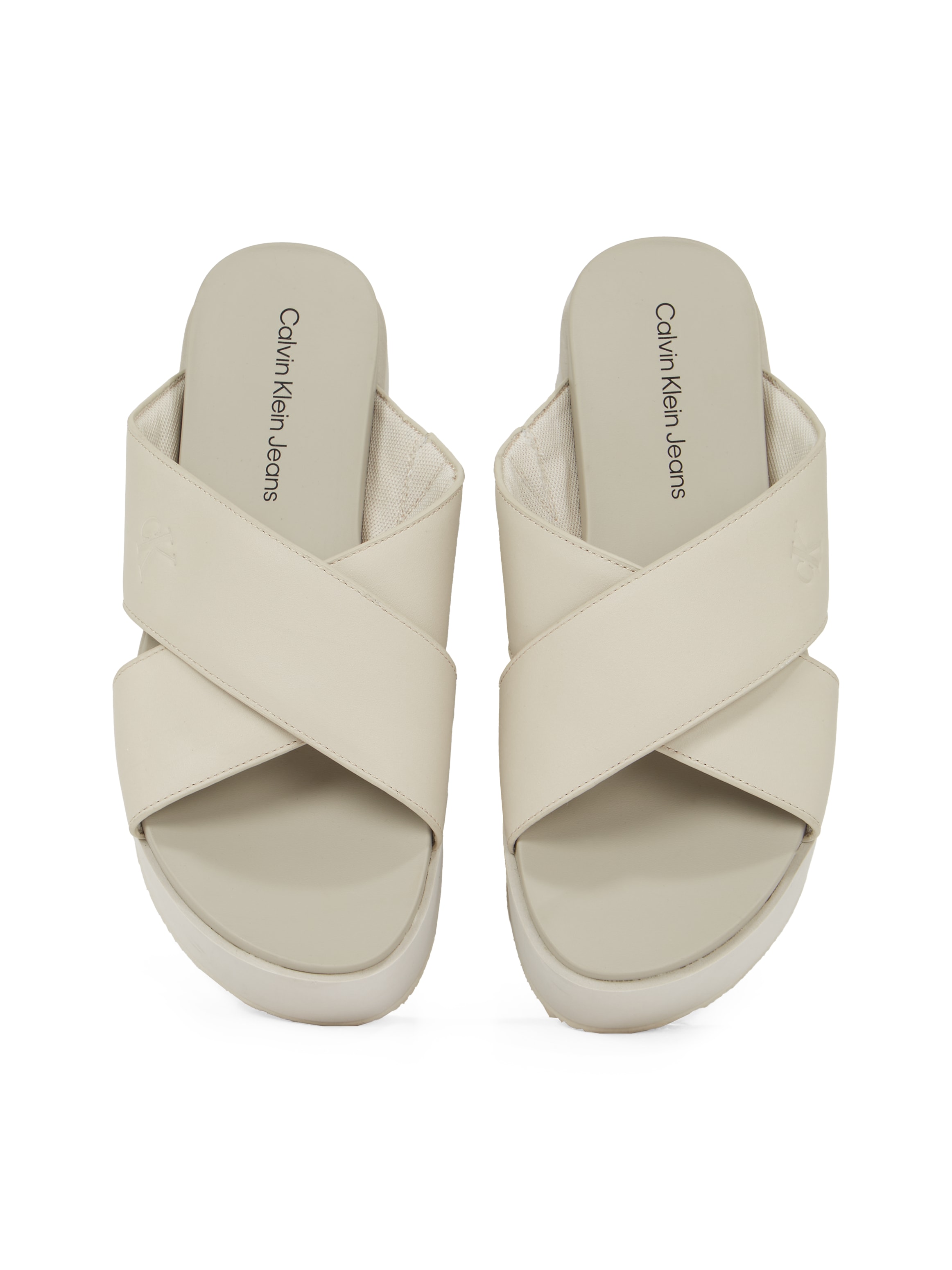 Calvin Klein Jeans Pantolette »FLATFORM CROSS MG UC«, Plateau, Sommerschuh, Schlappen mit Kreuzbandage