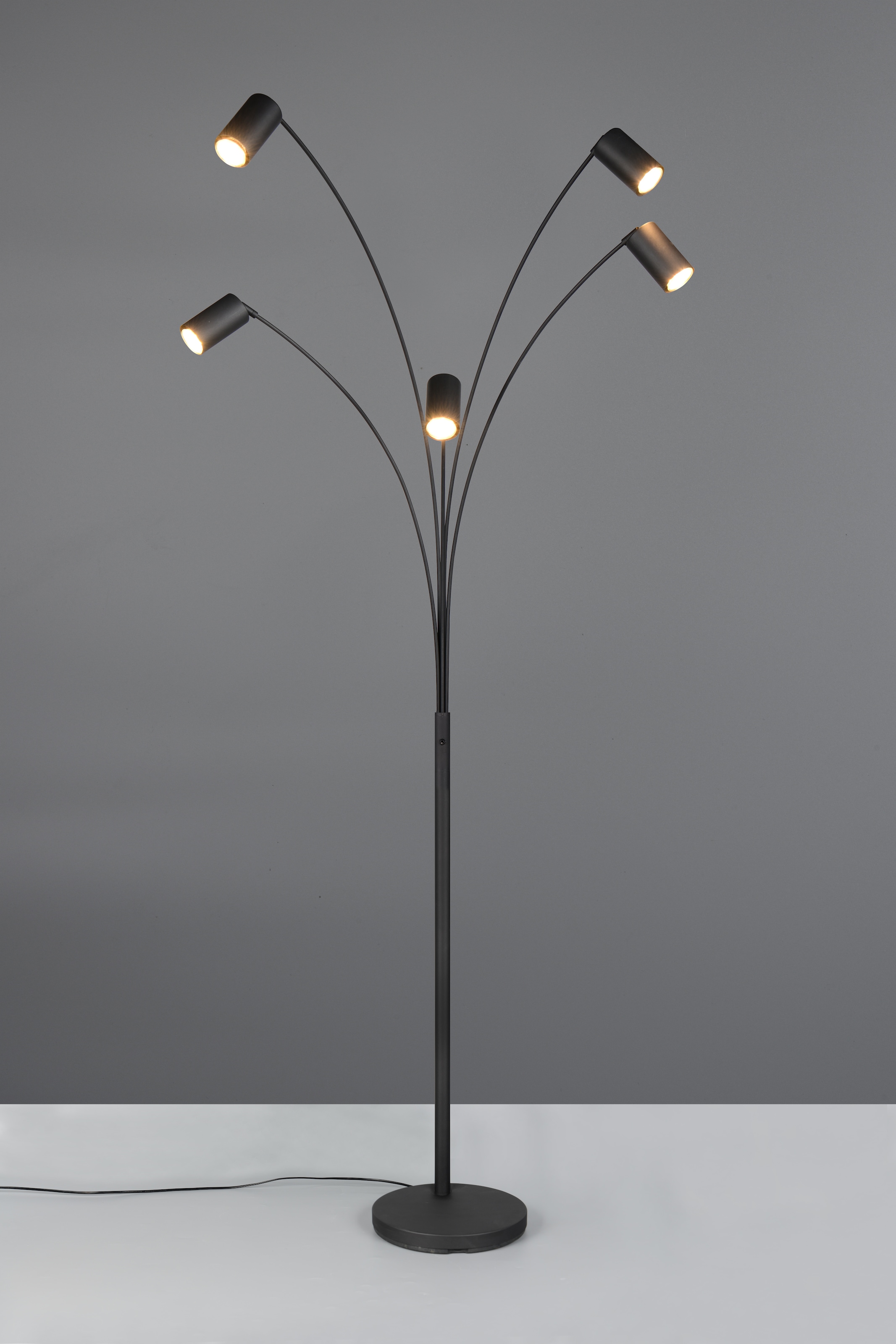 TRIO Leuchten Stehlampe »MARLEY, 5-flammige Bogenleuchte, exkl 5x GU10 max 10W, Kippschalter« GU10 1 Stk. warmweiß - kaltweiß Höhe 200 cm, Leuchtenarme flexibel verstellbar Leseleuchte Stehleuchte