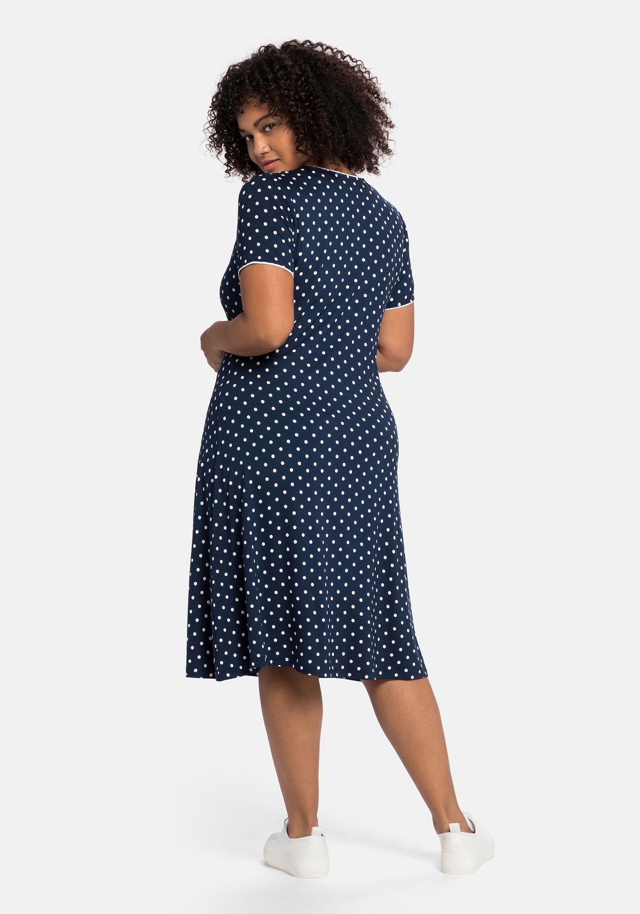 Sheego Jerseykleid »Jerseykleid mit Punktedruck und Paspelierung«
