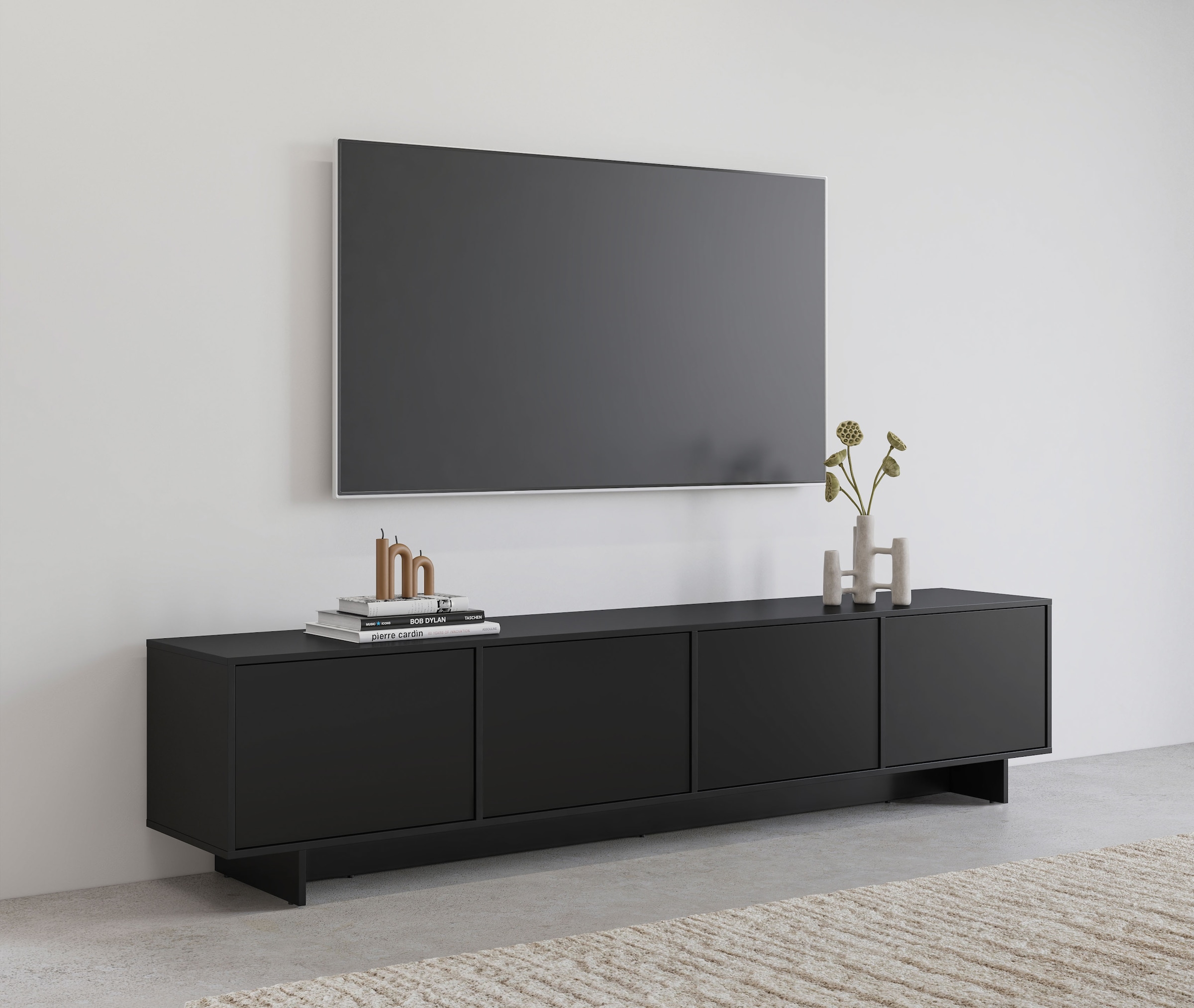 OTTO home Lowboard »Tatami, Modernes griffloses TV-Board, Breit 220,50cm, TV-Schrank« TV-Schrank, TV-Board mit viel Stauraum, push-to-open-Funktion