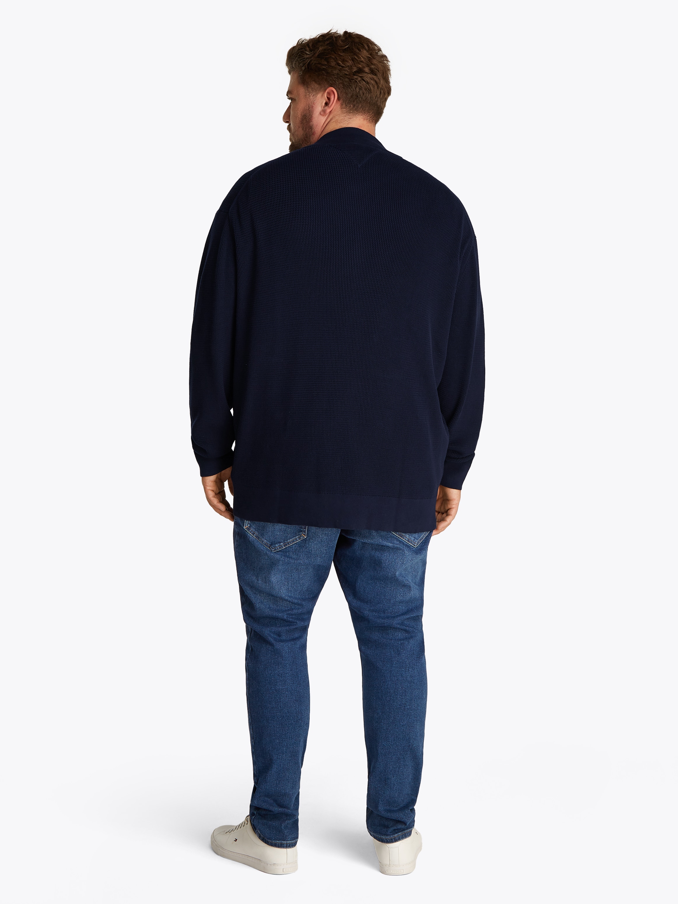 Tommy Hilfiger Big & Tall Strickjacke »BT-RACKING STRUCTURE BASEBALL-B«, Große Größen, mit feiner Struktur