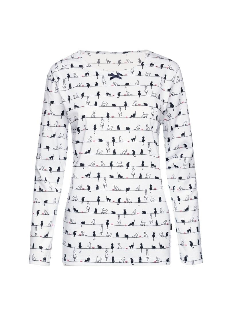 Trigema Schlafanzug »TRIGEMA Langarmshirt mit Katzenmotiv« 1 tlg.
