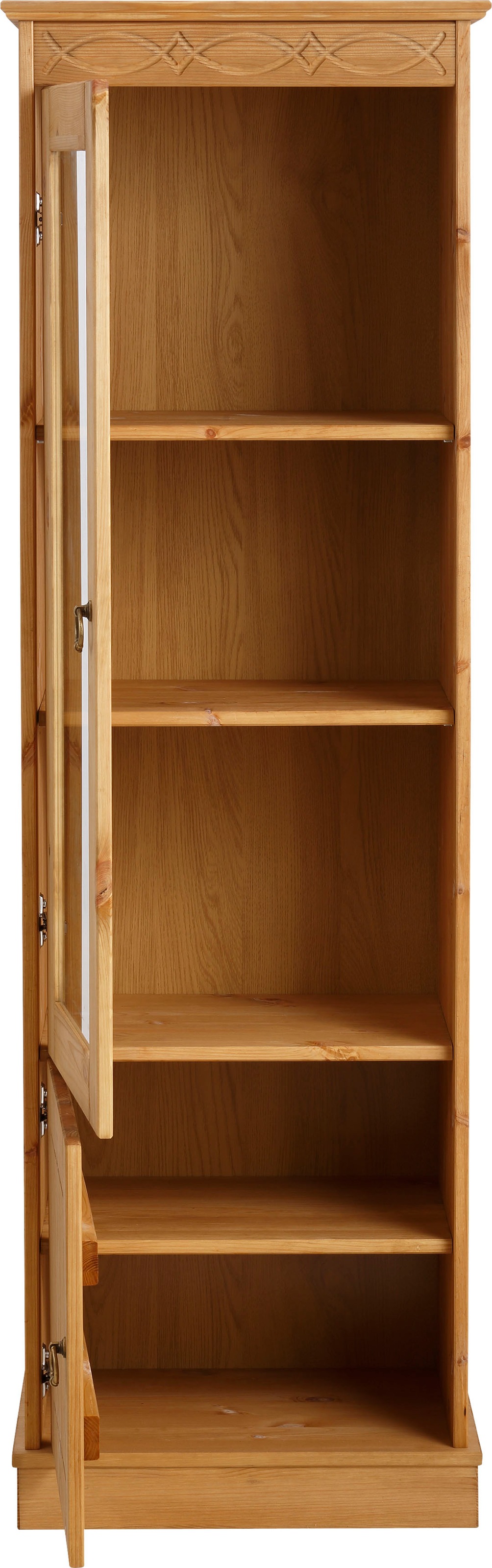 Home affaire Vitrine »Indra«, aus massiver Kiefer, FSC®, 2trg., Höhe 145 cm, dezentes Ornament