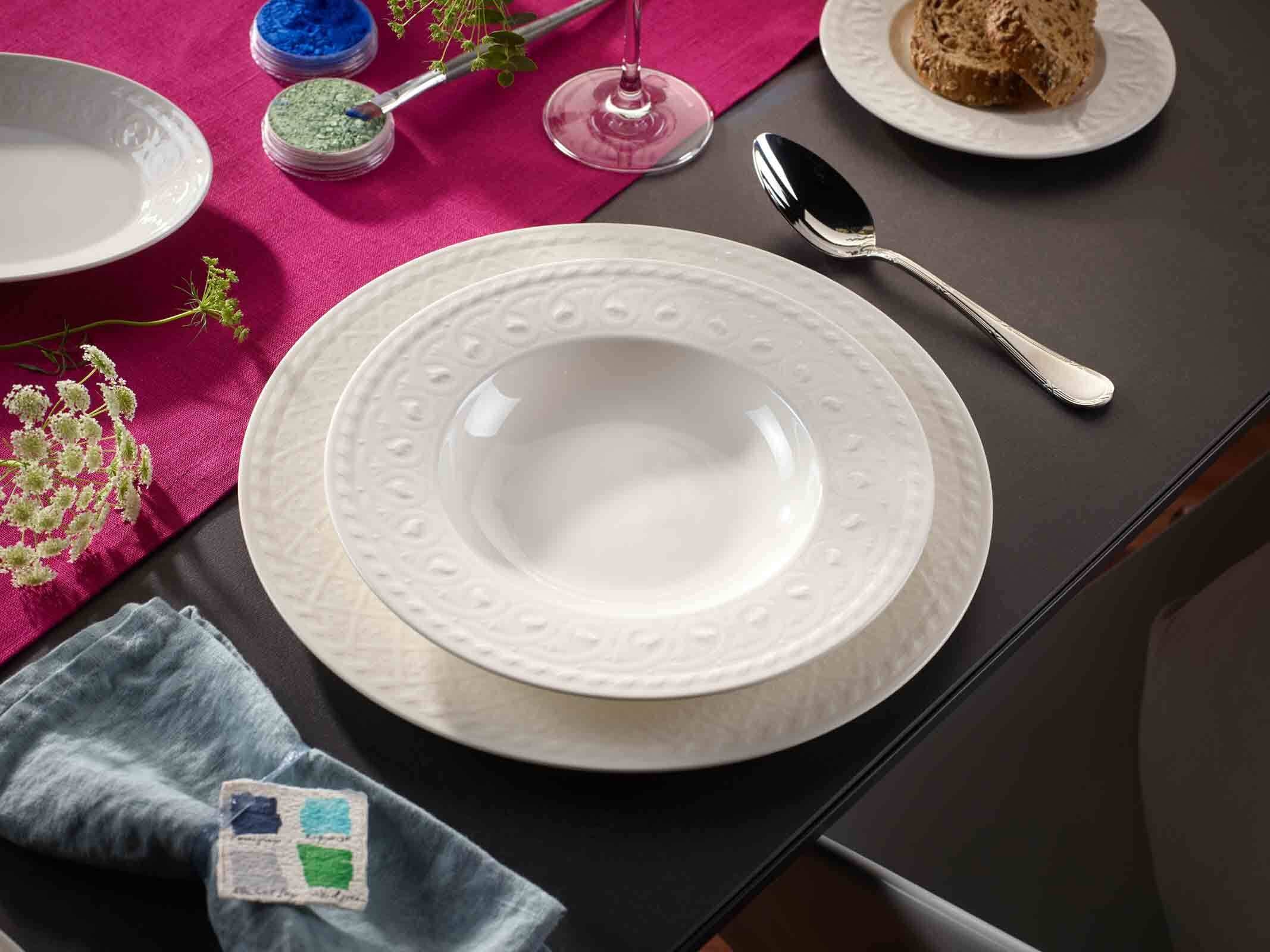 Villeroy & Boch Suppenteller »Suppenteller Cellini ø 24 cm 6er Set weiß« Spülmaschinengeeignet, Mikrowellenfest