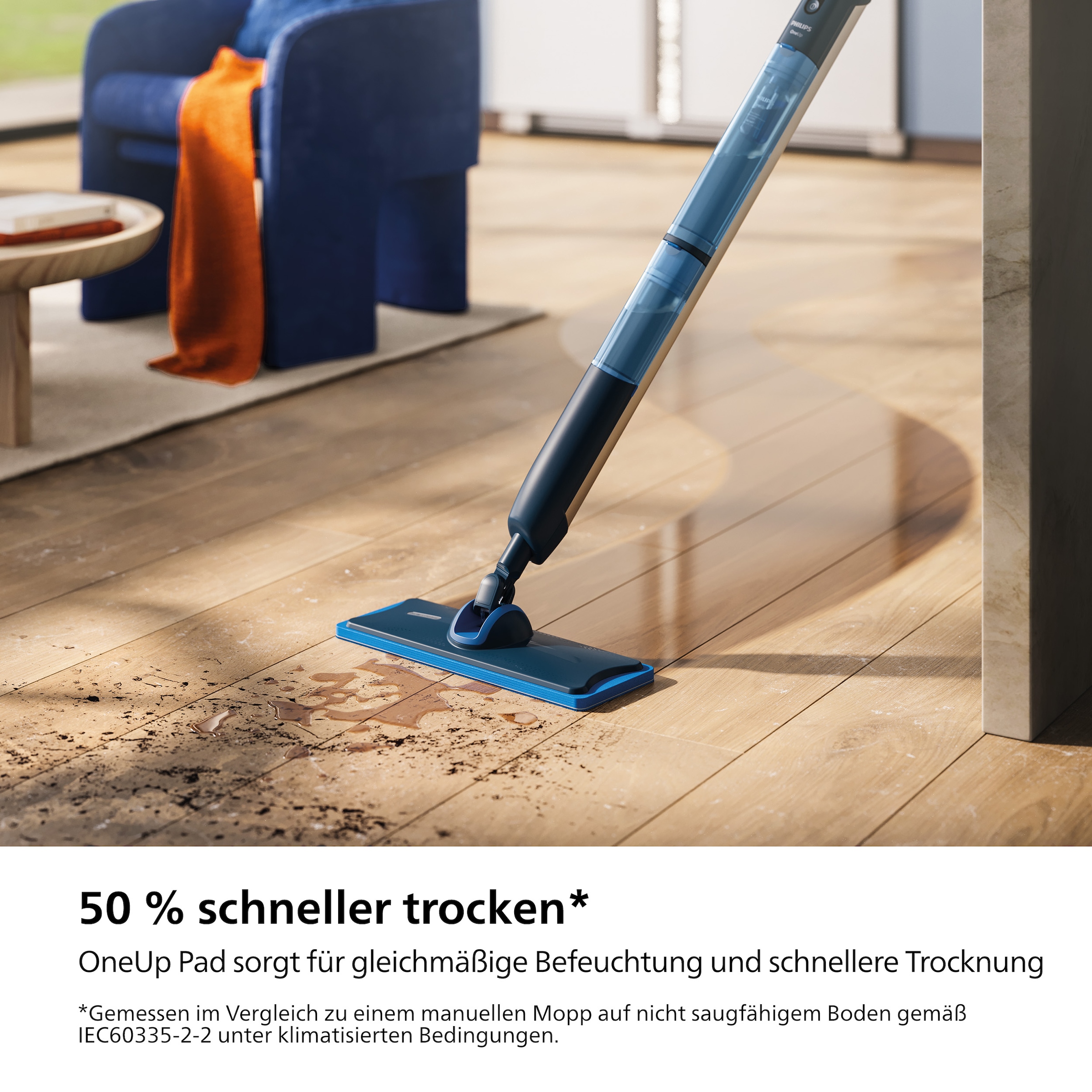 Philips Akku-Wischmopp »OneUp elektrischer Wischer 5000 Series XV5113/01, 70 min Akku-Laufzeit«, 125m² Reichweite, integrierte separate Wassertanks, nur 1,9kg