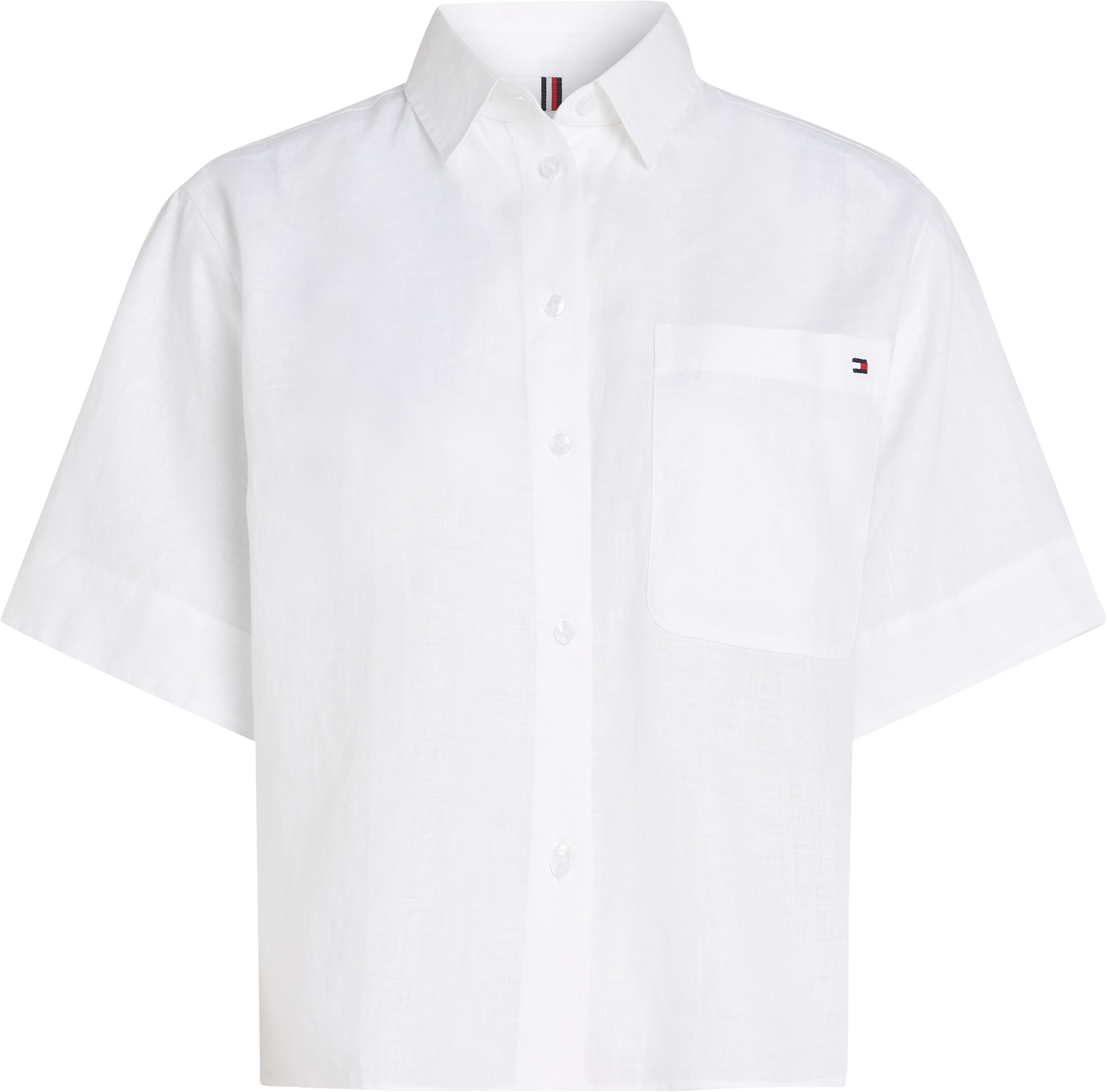 Tommy Hilfiger Kurzarmshirt »ESS LINEN RELAXED S/S SHIRT«, mit Brusttasche, Logostickerei,kühlendes Premium Leinen