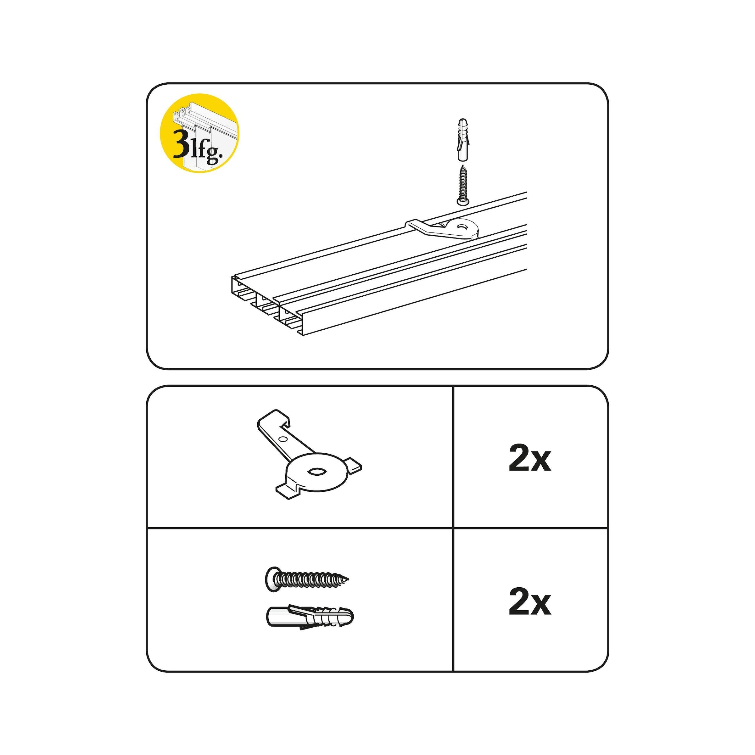 GARDINIA Gardinenstangenhalter »Deckenträger 3-laufig«, (2 St.), Serie Flächenvorhang-Technik Atlanta 3-läufig