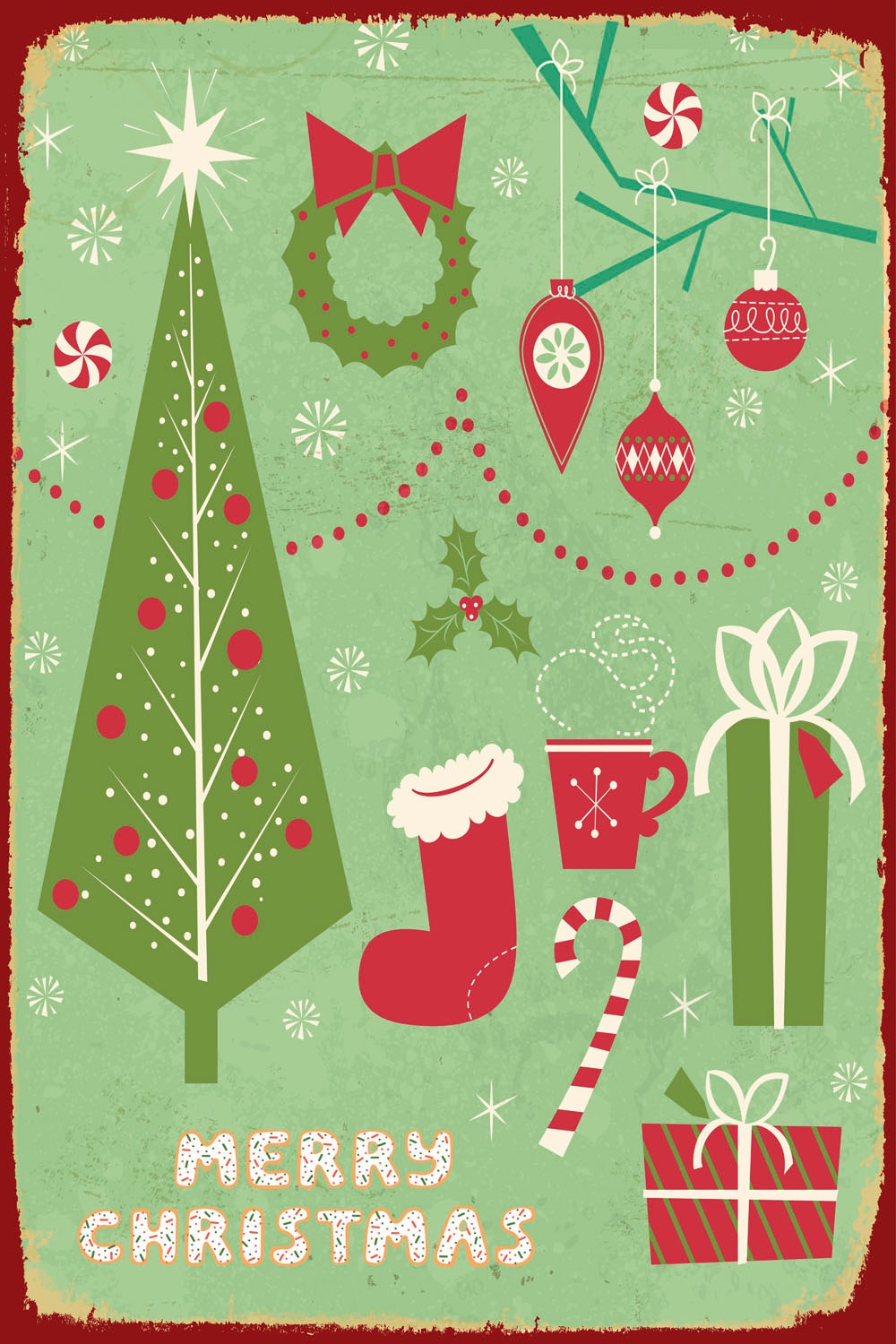 queence Metallbild »Merry Christmas« Schriftzug | Schriftzüge | Weihnachten 1 Stk. tlg. Stahlschilder