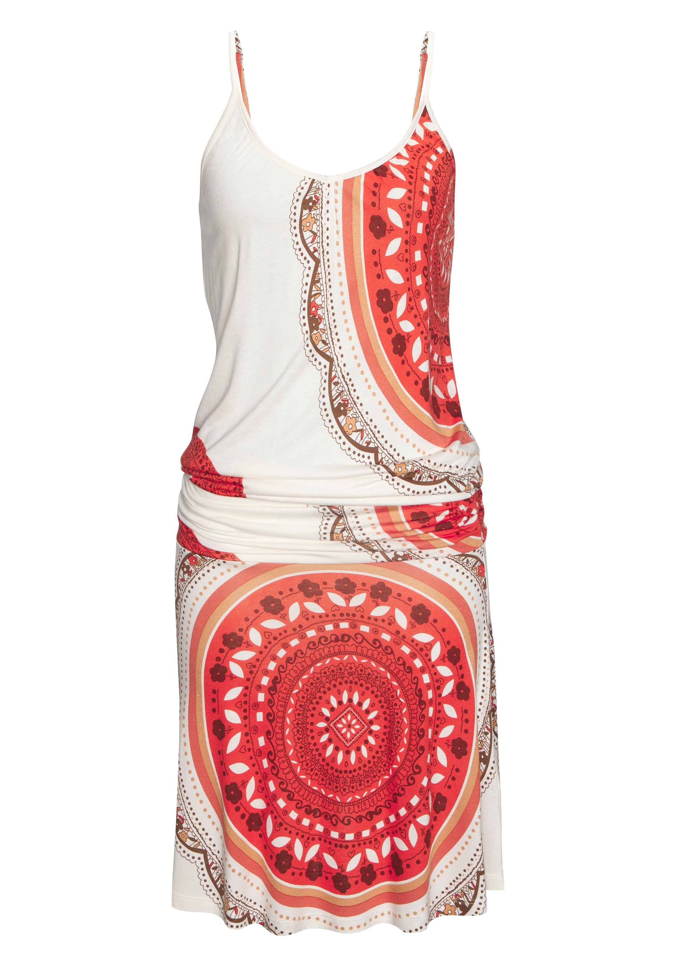 Beachtime Strandkleid, mit Alloverprint und verstellbaren Trägern, Sommerkleid, Jerseykleid