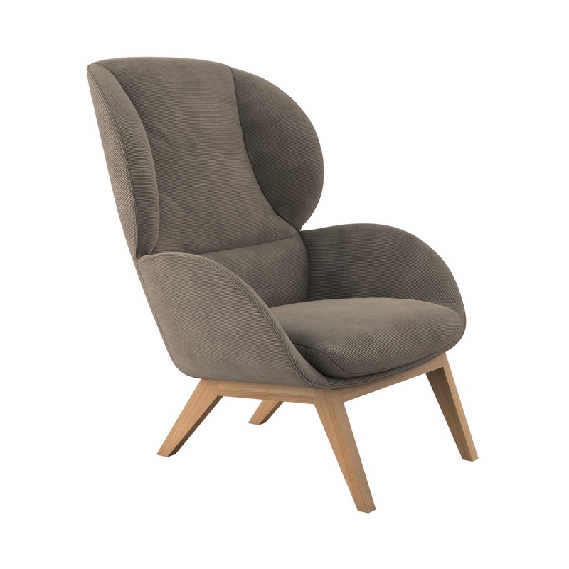 FLEXLUX Ohrensessel »Adria« Stil & Komfort, organische Form, Fuß Eiche