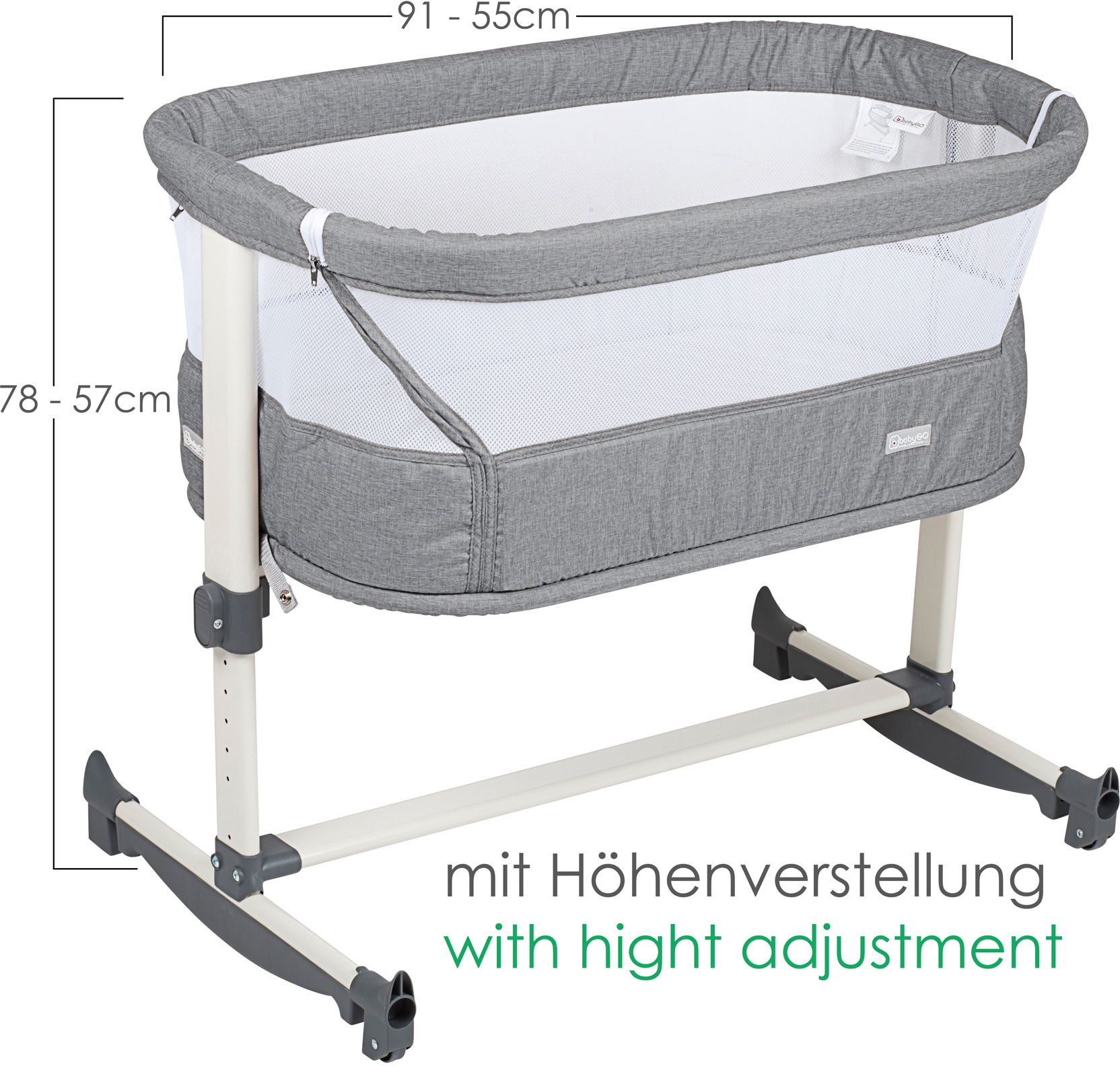 BabyGo Beistellbett »Vivaldi, grey«