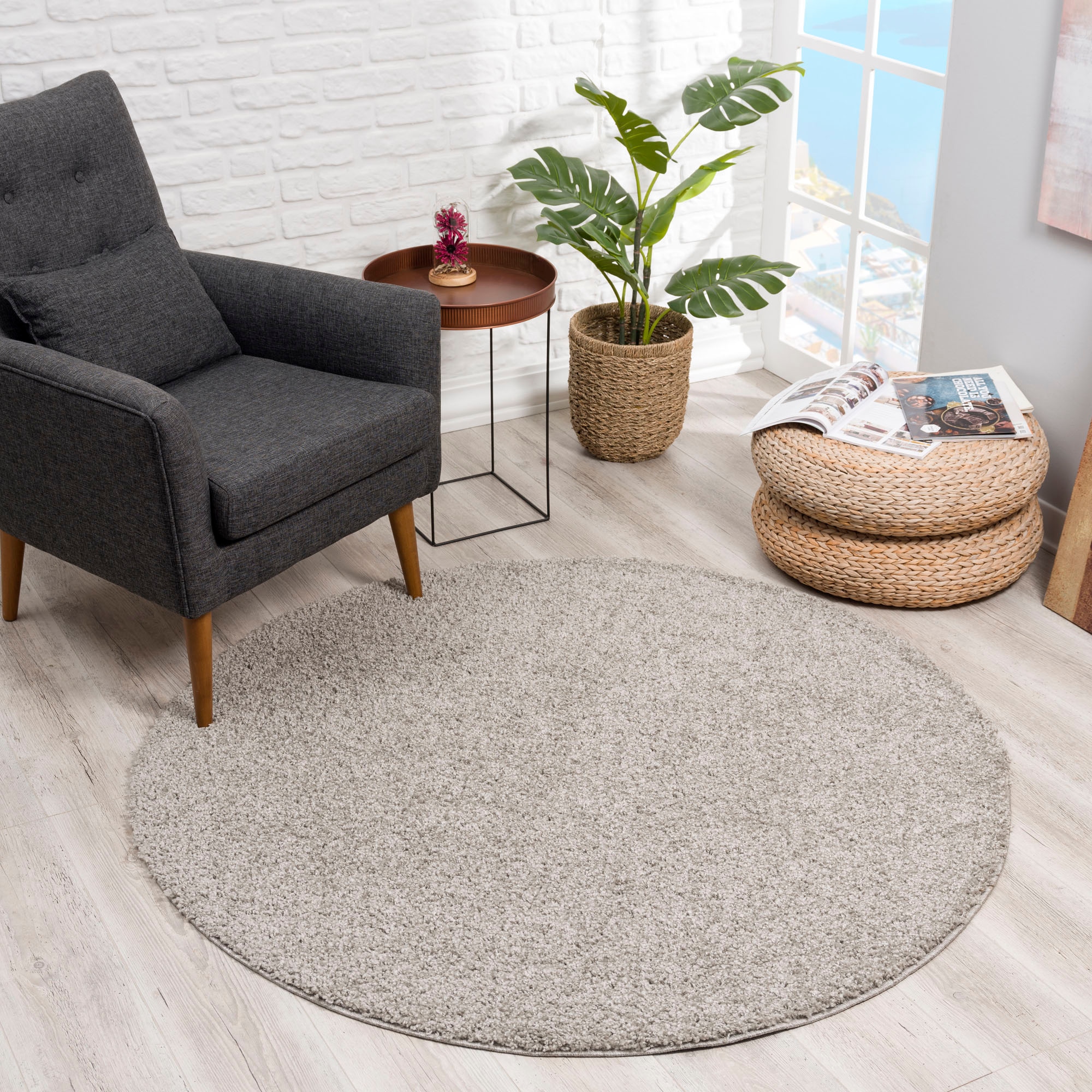 Sanat Hochflor-Teppich »LOCA«, rund, 30 mm Höhe, Wohnzimmer, Langflor, Shaggy, Schlafzimmer