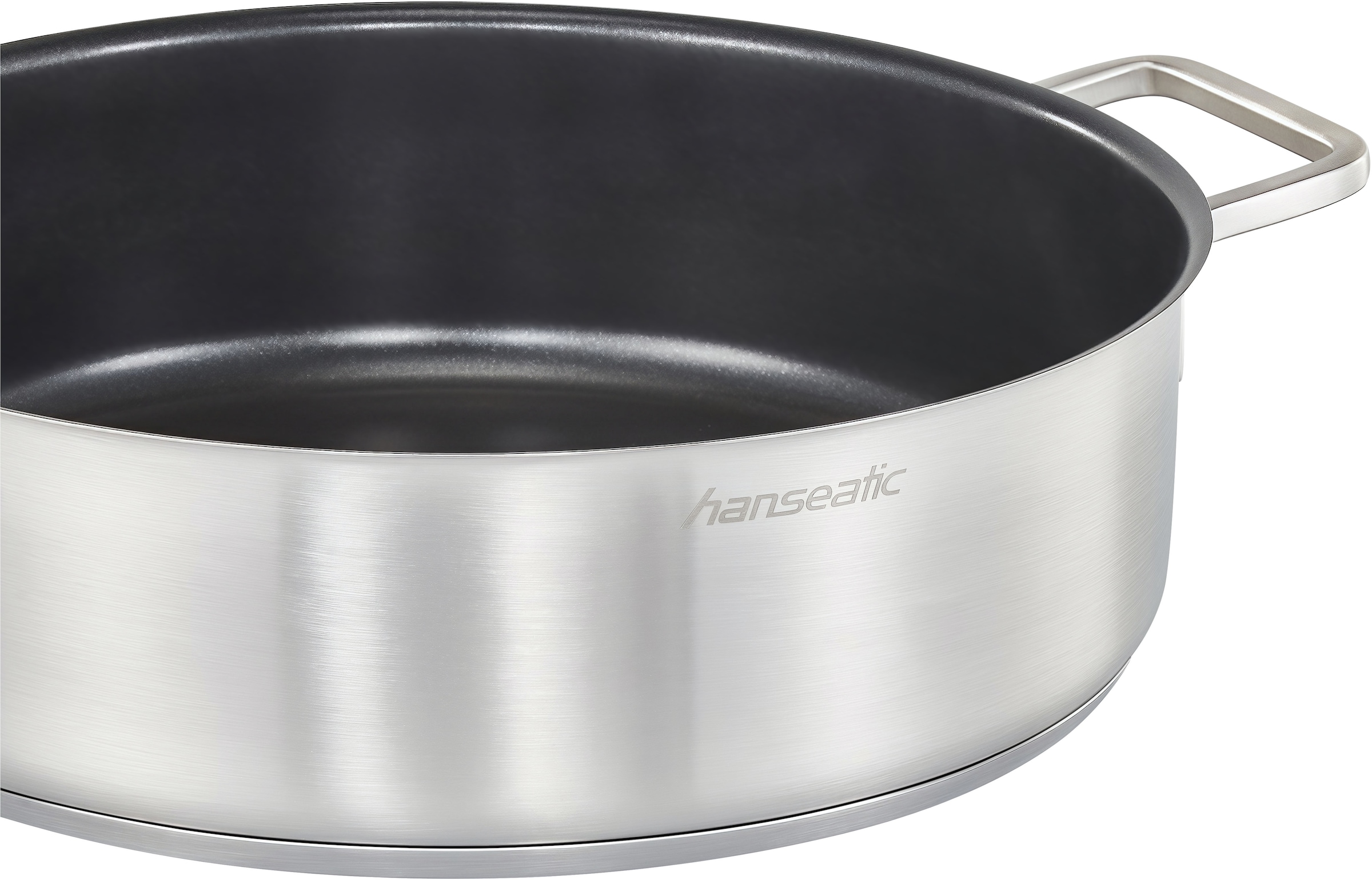 Hanseatic Pfannen-Set »DAILY« Edelstahl 18/10 Set, 1x Pfanne 24 cm, 1x Servierpfanne 28 cm mit Deckel, 3 Stk. tlg. mit Antihaftbeschichtung, für alle Herdarten, Induktion