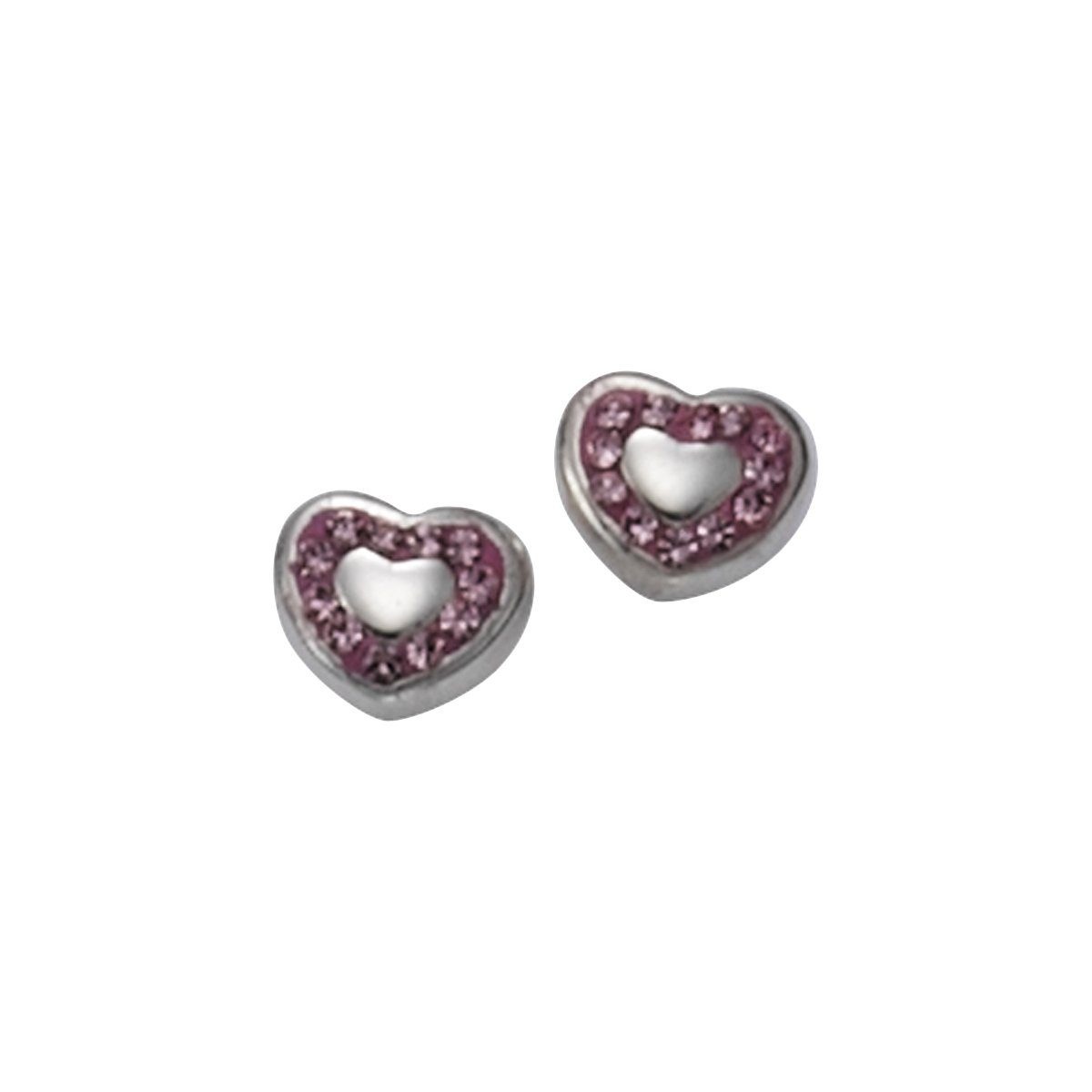 Vivance Ohrstecker »925/- Sterling Silber Herz Kristall«