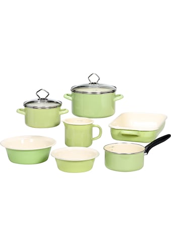 Topf-Set »Juist«, Emaille, (Set, 9 tlg., Kochtopf 16/20 cm, Kasserolle 16 cm,...