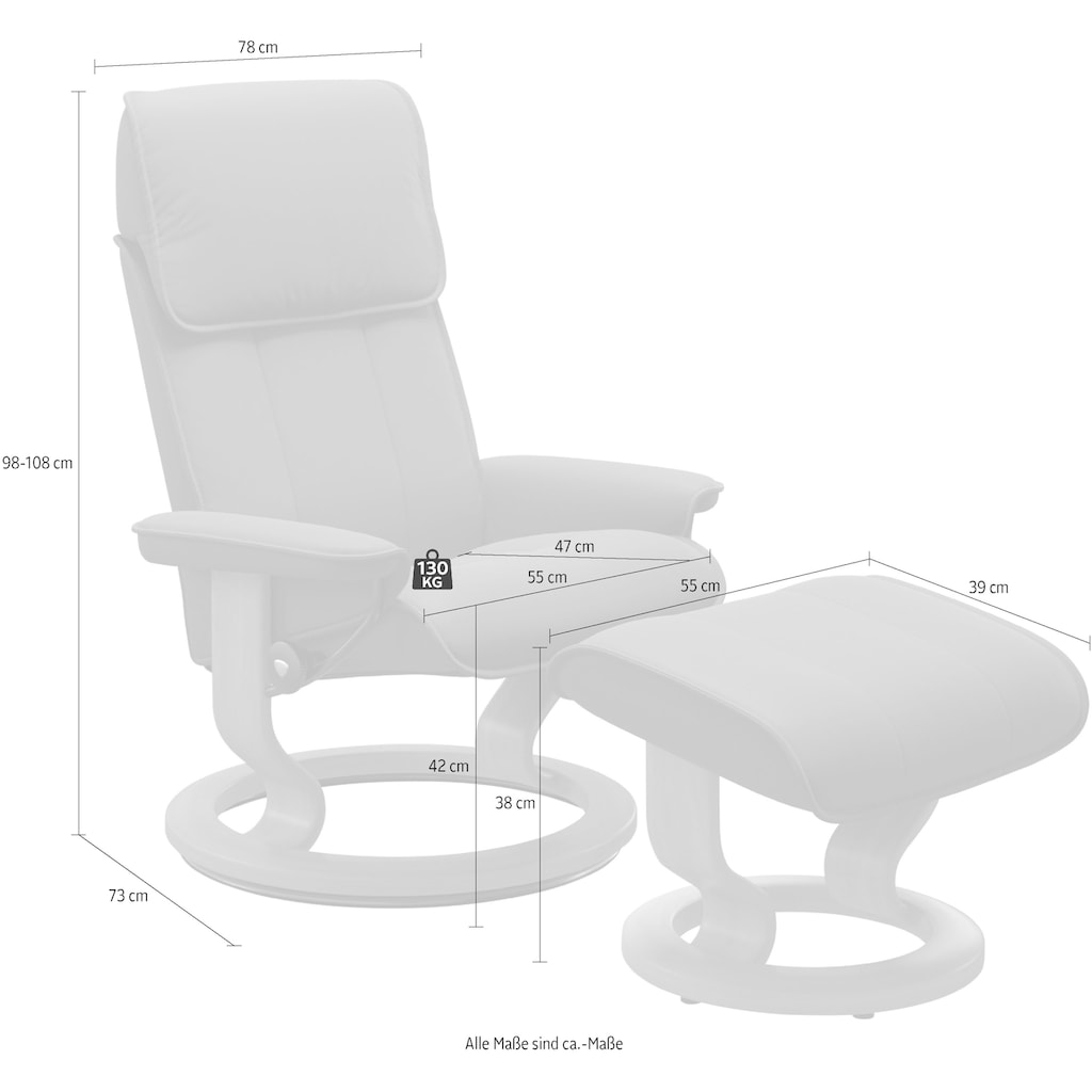 Stressless® Relaxsessel »Admiral«, (Set, Relaxsessel inkl. Hocker), mit Classic Base, Größe M & L, Gestell Wenge