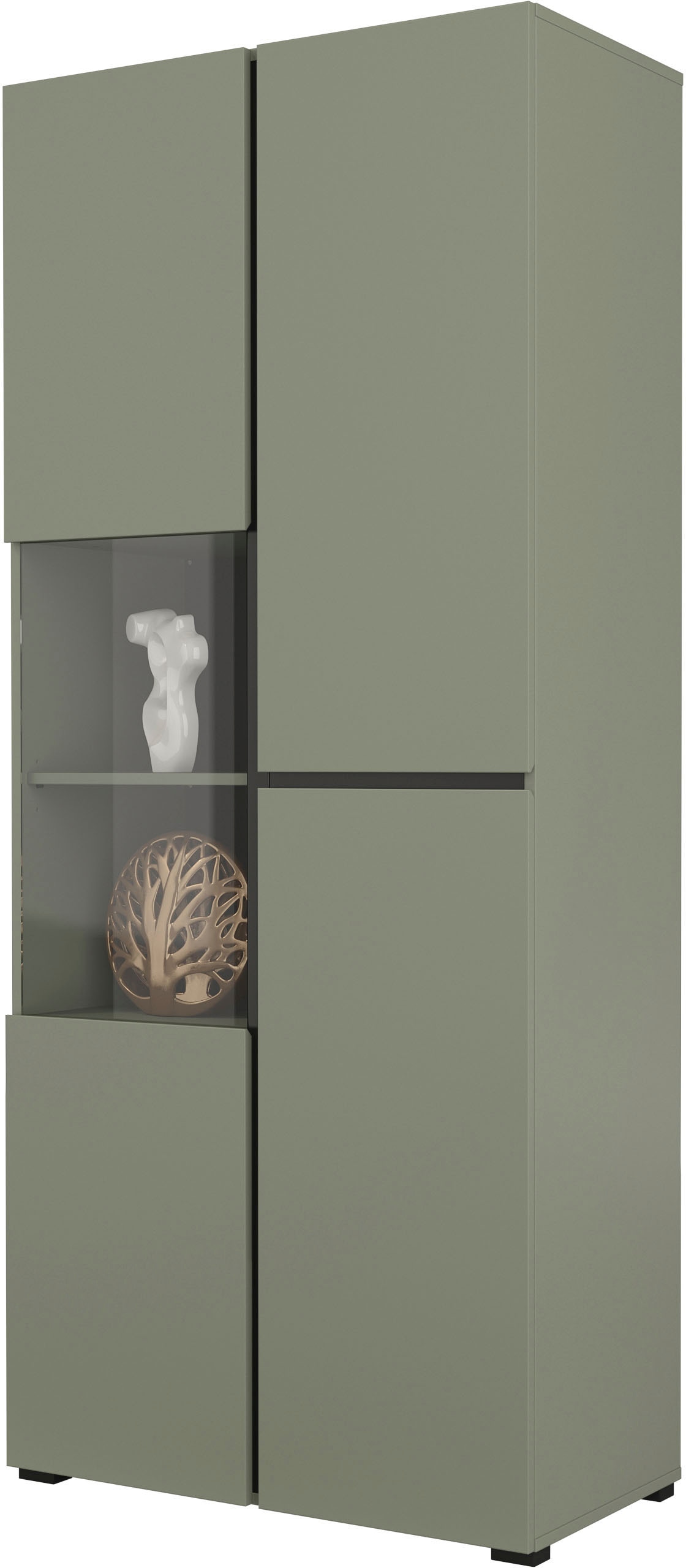 INOSIGN Vitrine »Cross, Höhe 183,5 cm, moderne grifflose Standvitrine mit 3 Türen«, Hochschrank mit viel Stauraum, Glastür und verstellbaren Einlegeböden