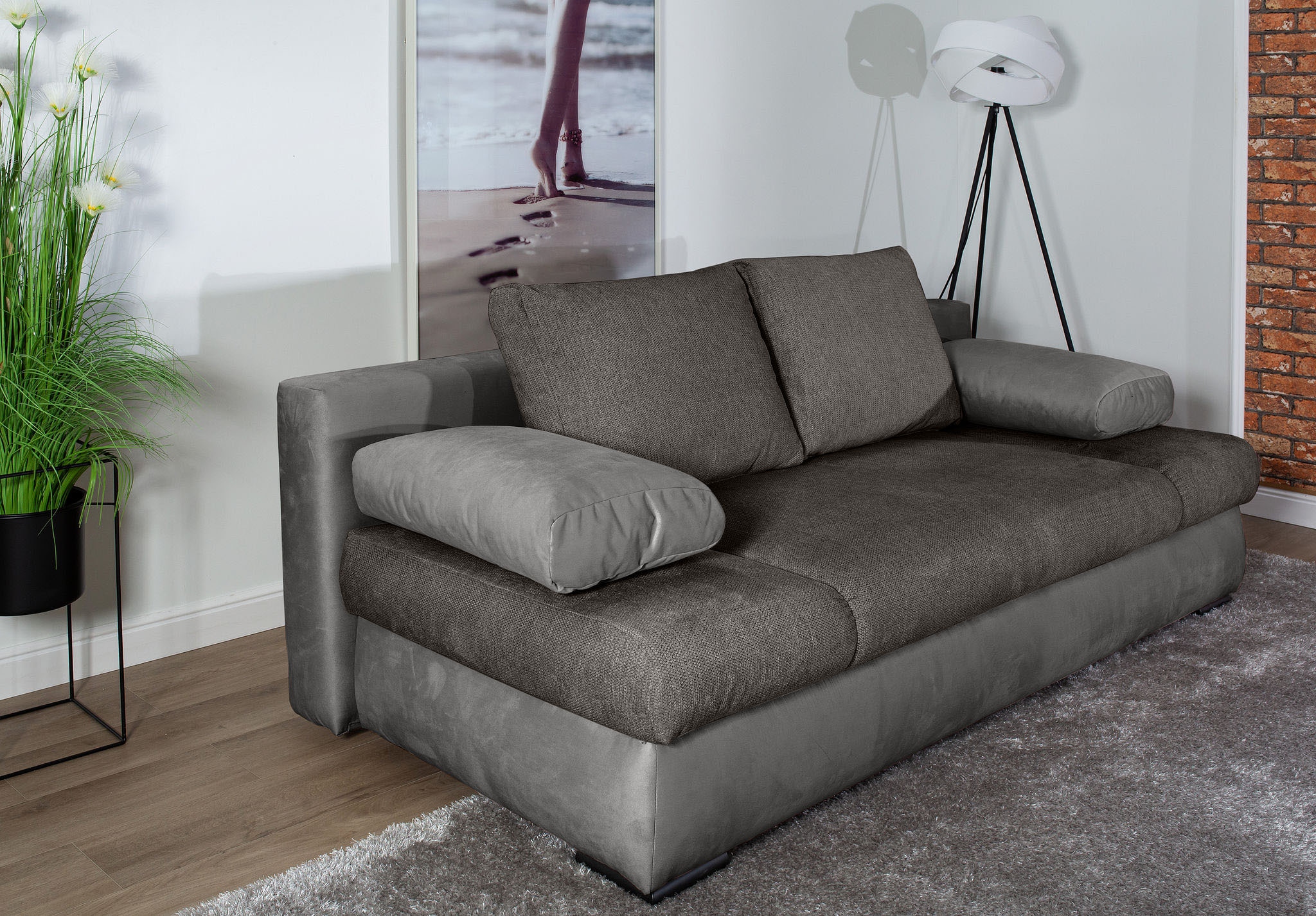 COLLECTION AB Schlafsofa »Chicago mit Bettfunktion, Schlafcouch«, inklusive Bettkasten, Cord-Samt Bezug, anthrazit
