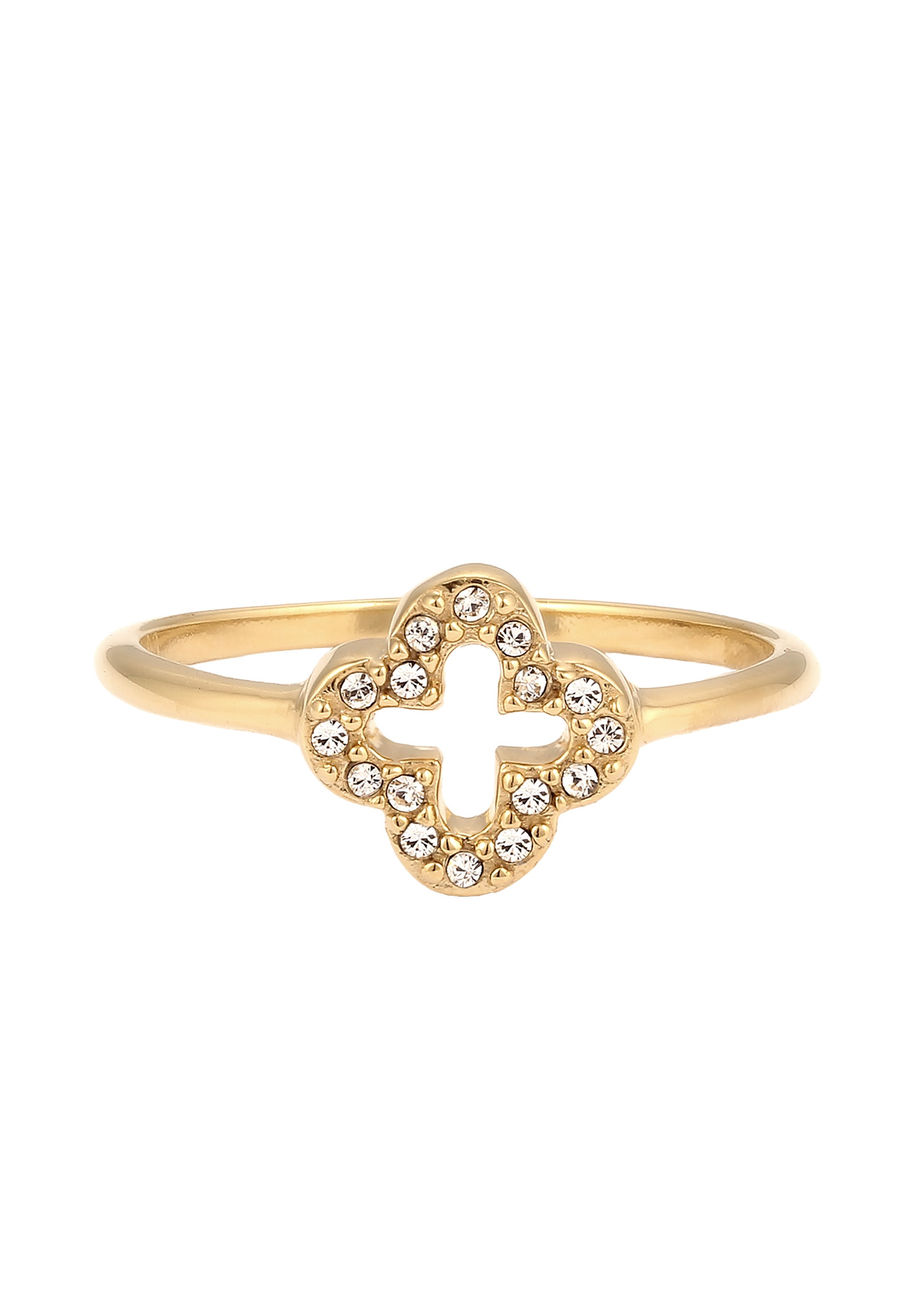 Elli Silberring »Ring Kleeblatt Glas Kristalle Weiß 925 Sterling Silber«