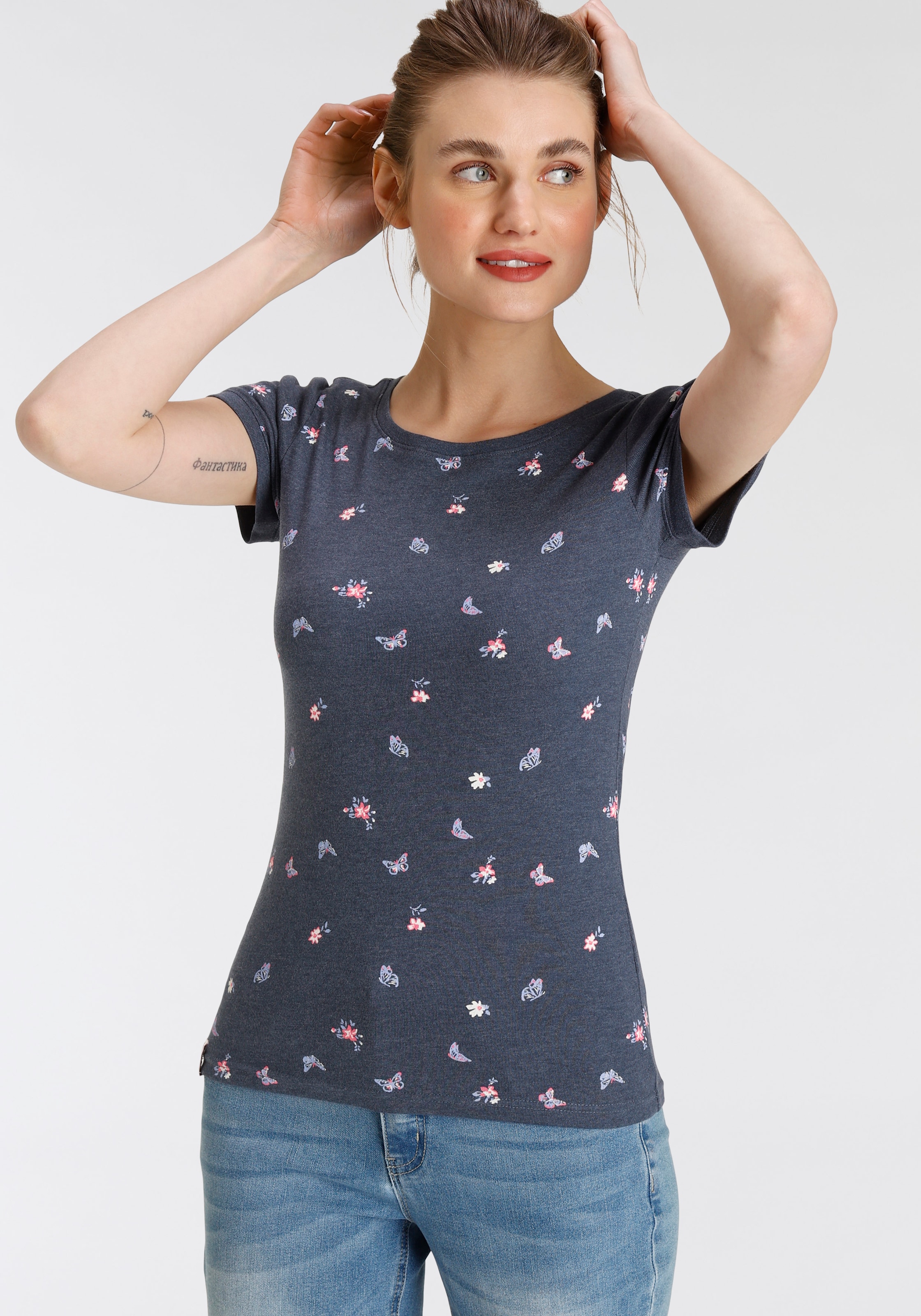 KangaROOS T-Shirt, mit süßem Schmetterling & Blumen - Alloverdruck - NEUE  KOLLEKTION bei OTTOversand