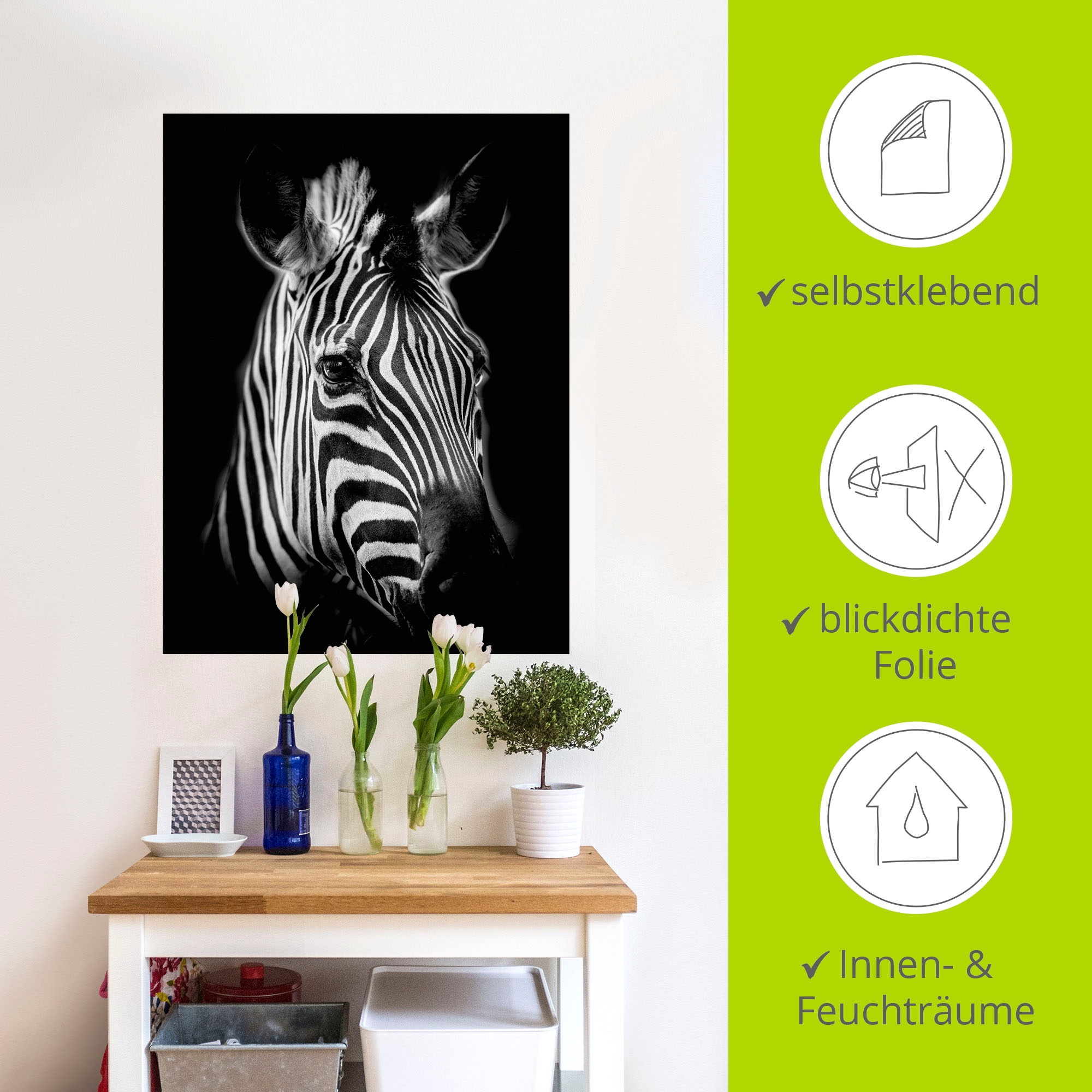 Artland Wandbild »Zebra«, Zebra Bilder, (1 St.), als Alubild, Outdoorbild, Leinwandbild, Poster, Wandaufkleber