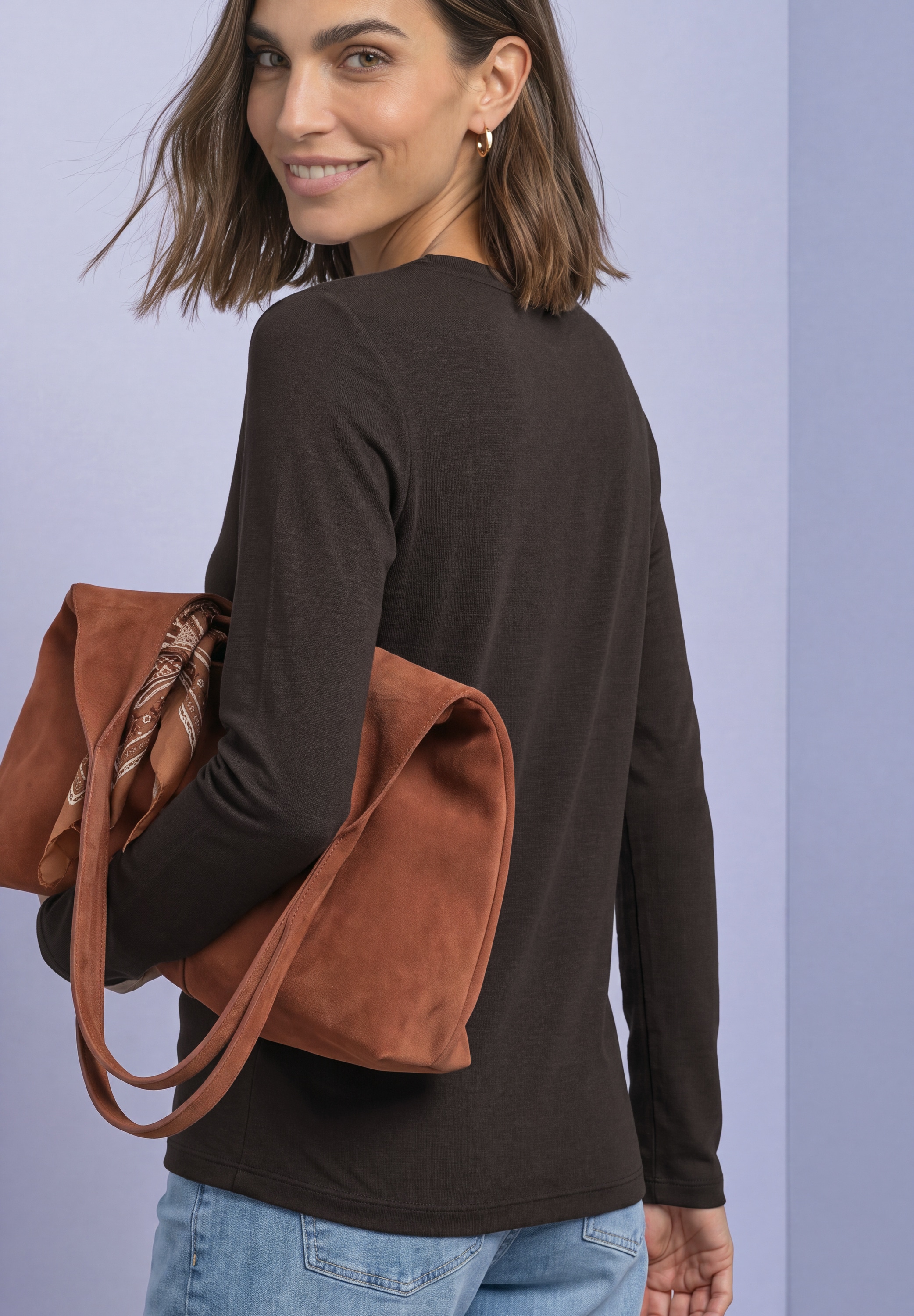 STREET ONE Langarmshirt mit U-Boot-Ausschnitt und Modal