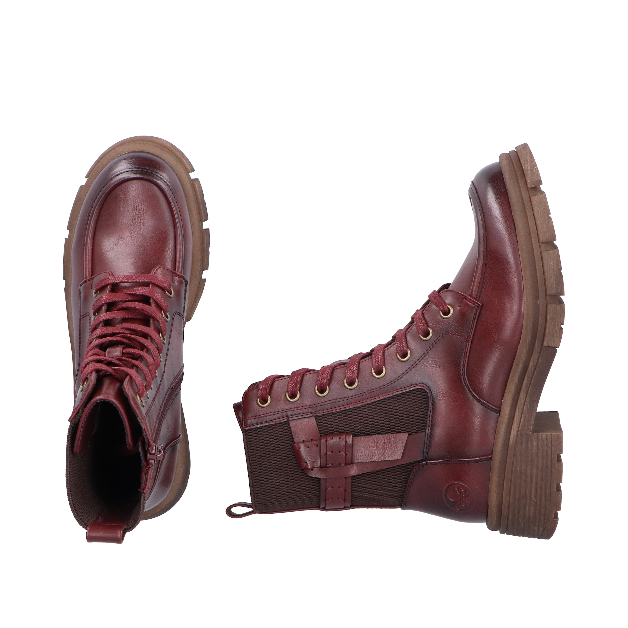 Rieker Schnürboots  Schnürstiefelette, Herbstboots, Profilsohle, Blockabsatz, mit Stretch