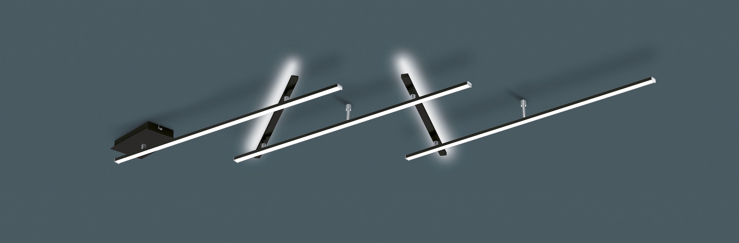 TRIO Leuchten LED Deckenleuchte »INDIRA, dimmbare Deckenlampe mit 25W warmweißer LED 3000K, 3000 Lumen« LED-Board 1 Stk. Warmweiß Switch Dimmer, max. Breite 245cm LED Arme schwenkbar, indirektes Licht