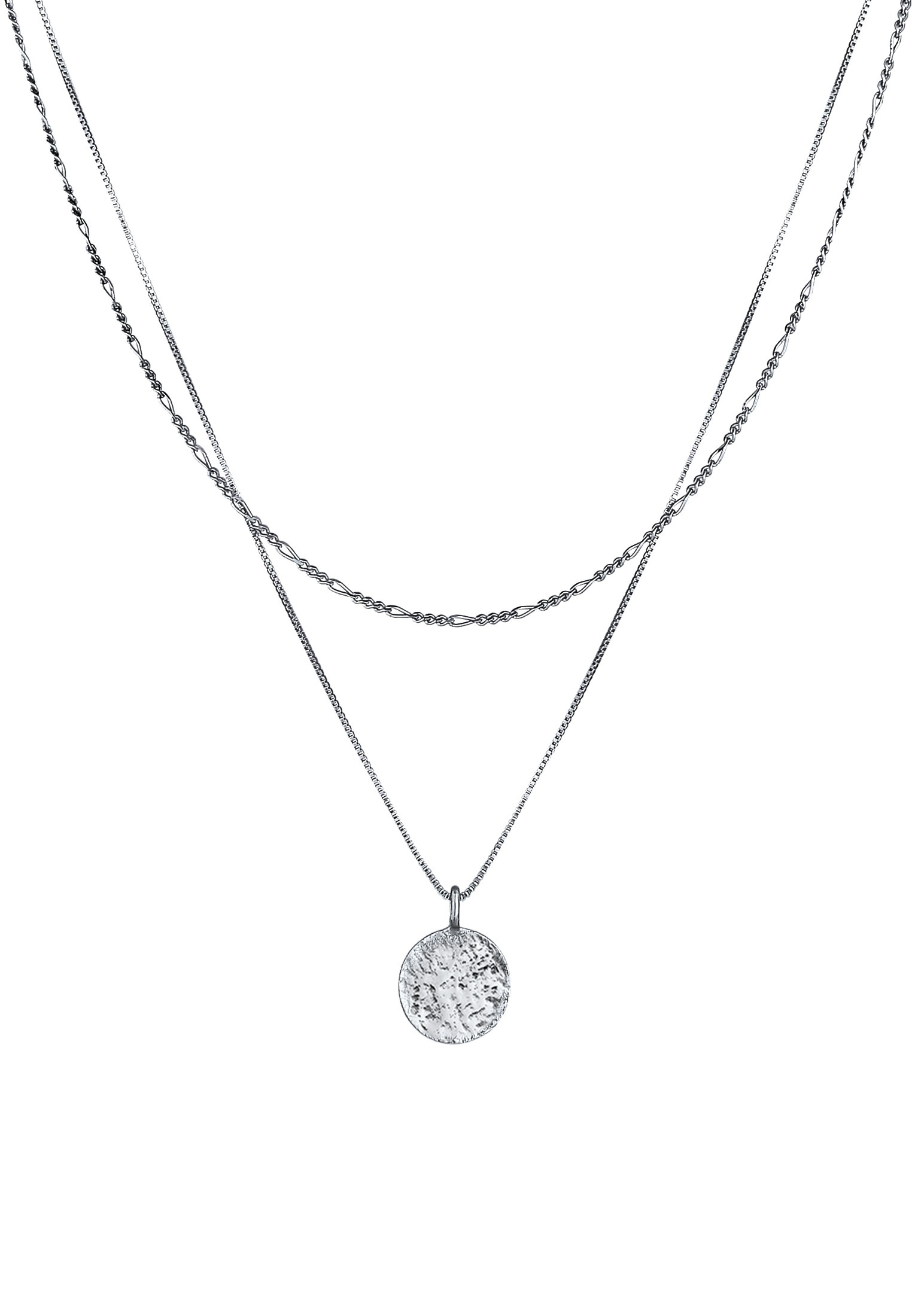Kuzzoi Kette mit Anhänger »Halskette Herren Layer Figaro Venezianer Plättchen 925 Silber«