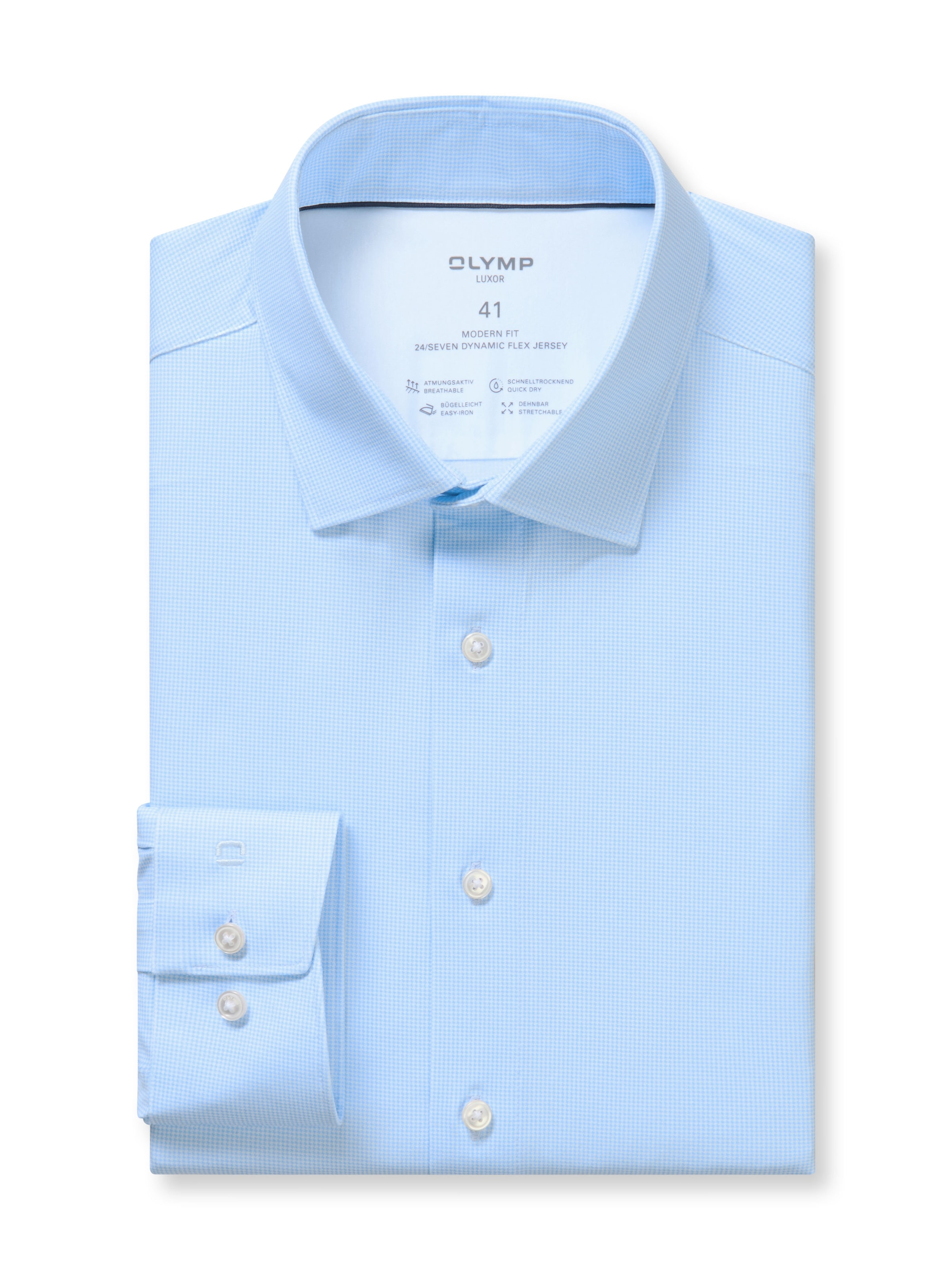 OLYMP Langarmhemd »Luxor 24/Seven« Businesshemd, Jersey, modern fit, New Kentkragen