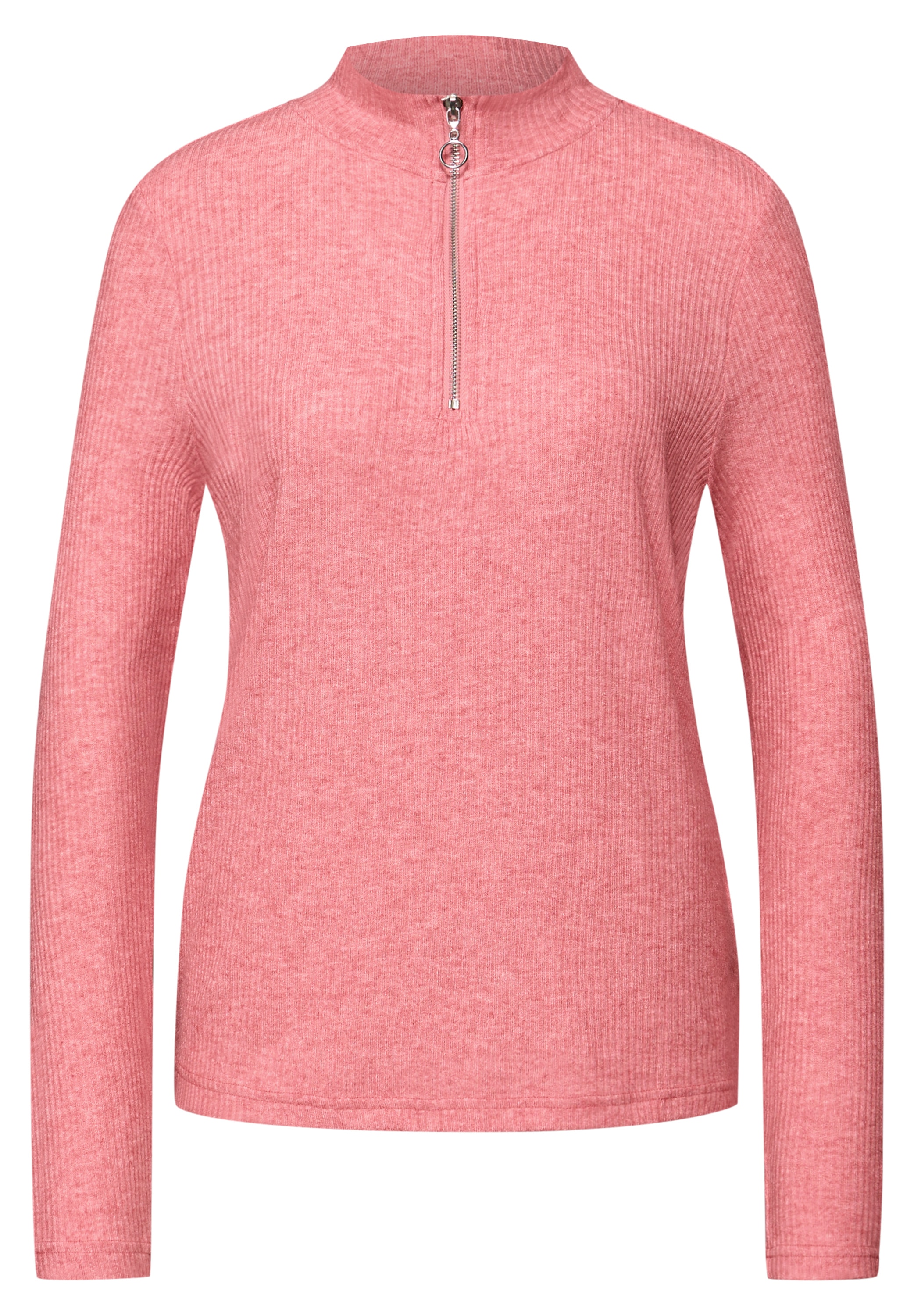 STREET ONE Langarmshirt mit Rippstruktur und Zipper