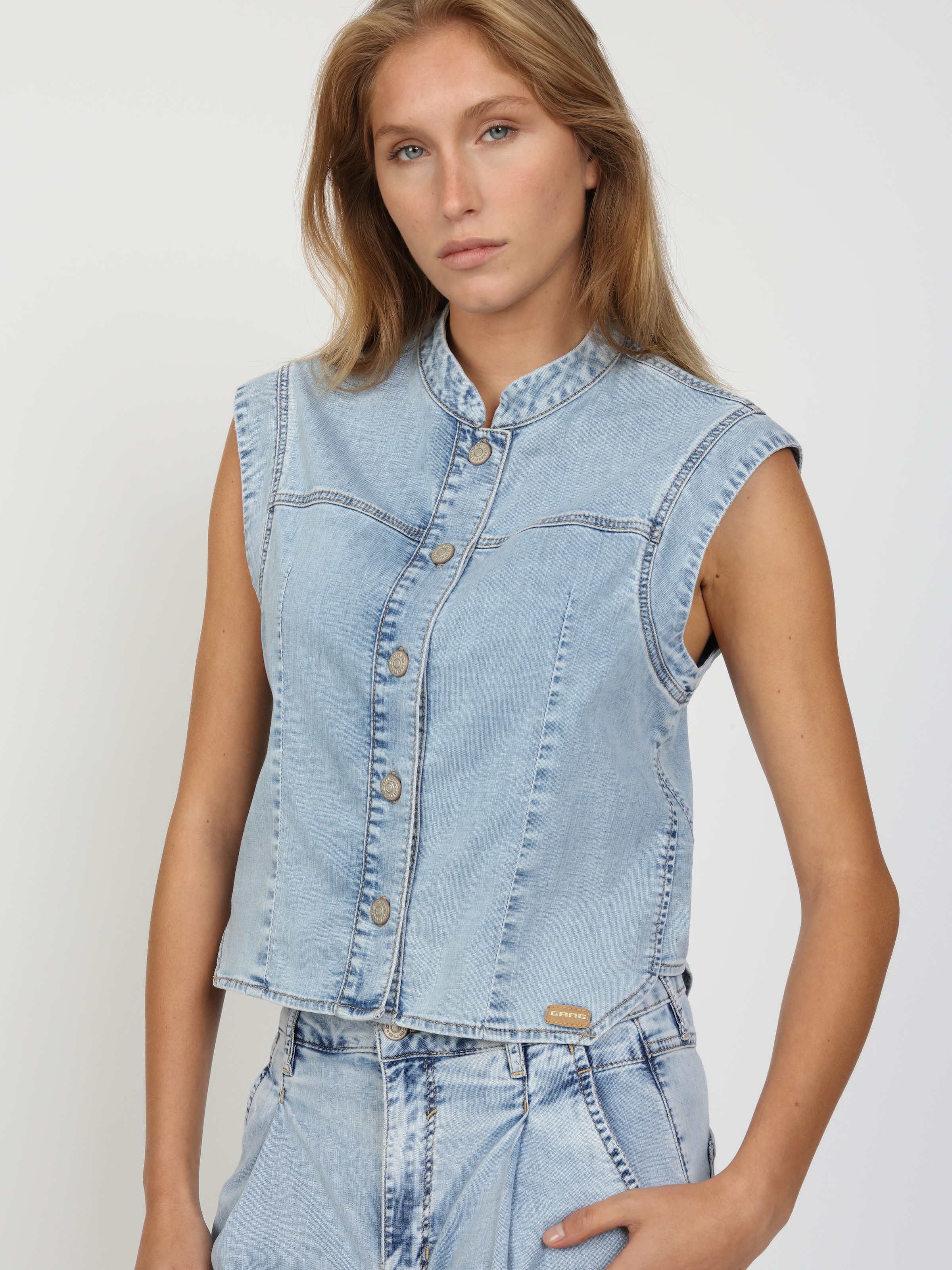 GANG Jeansweste »94LARA VEST« ärmelloser Relax-Fit