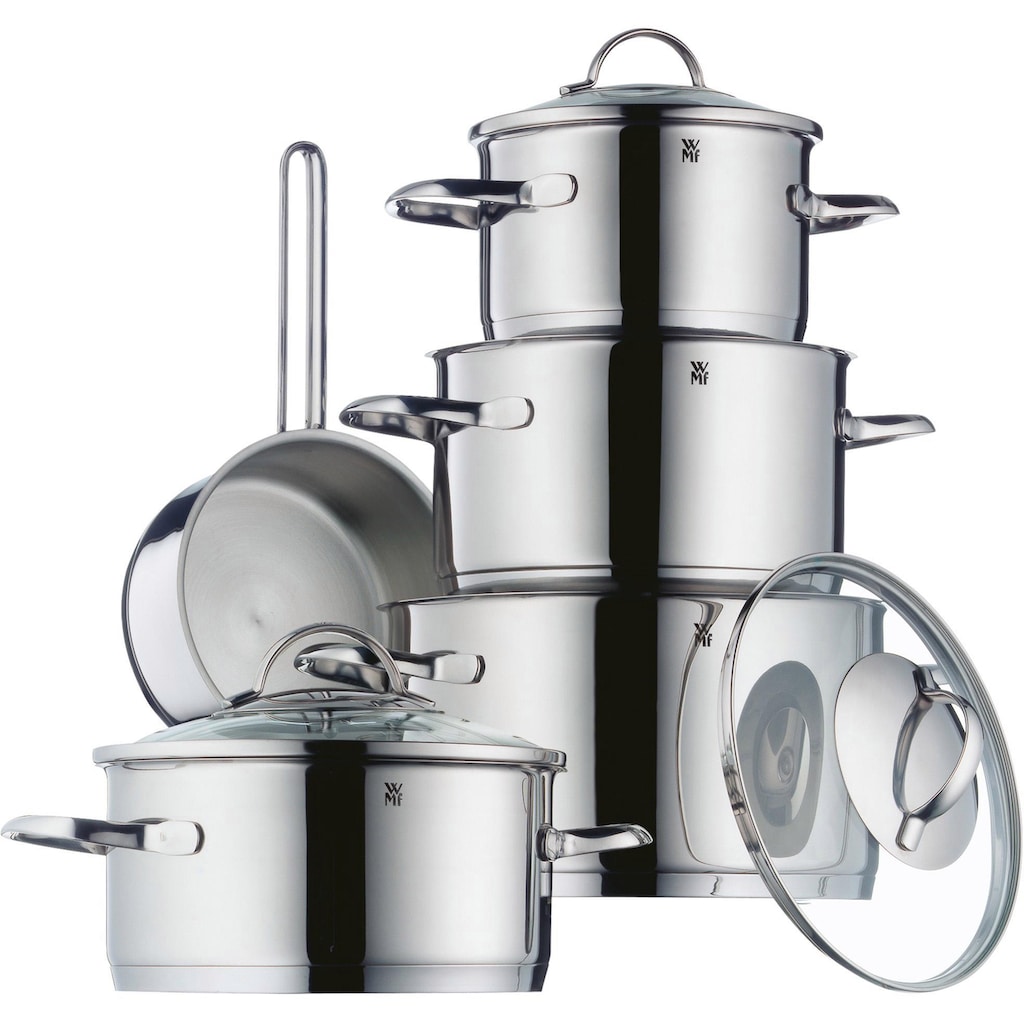 WMF Topf-Set »Provence Plus«, Cromargan® Edelstahl Rostfrei 18/10, (Set, 9 tlg., Bratentopf Ø 20 cm, Fleischtopf Ø 16/20/24 cm, Stielkasserolle Ø 16 cm)