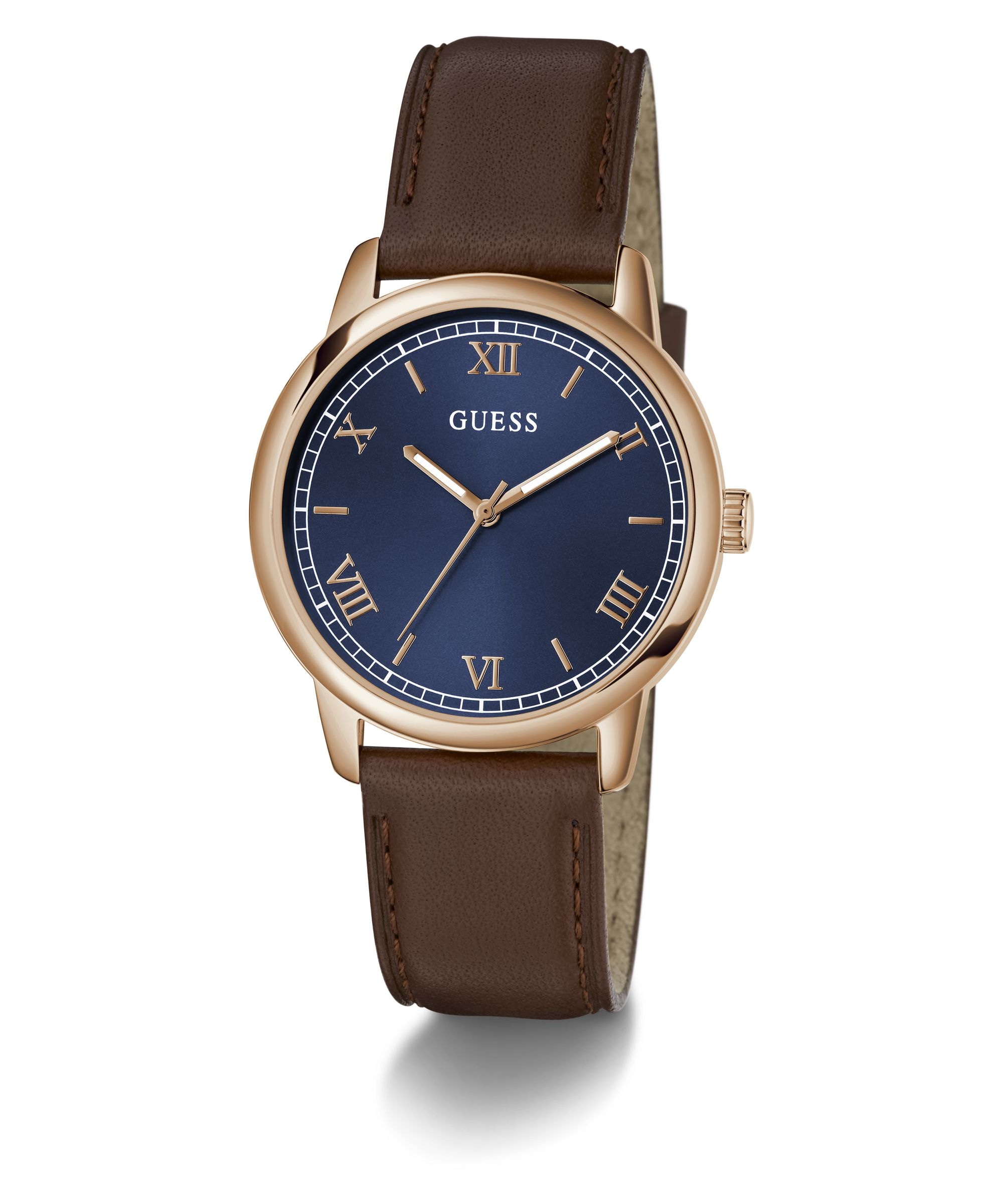 Guess Quarzuhr »CHANDLER« Armbanduhr, Herrenuhr, Lederarmband, analog